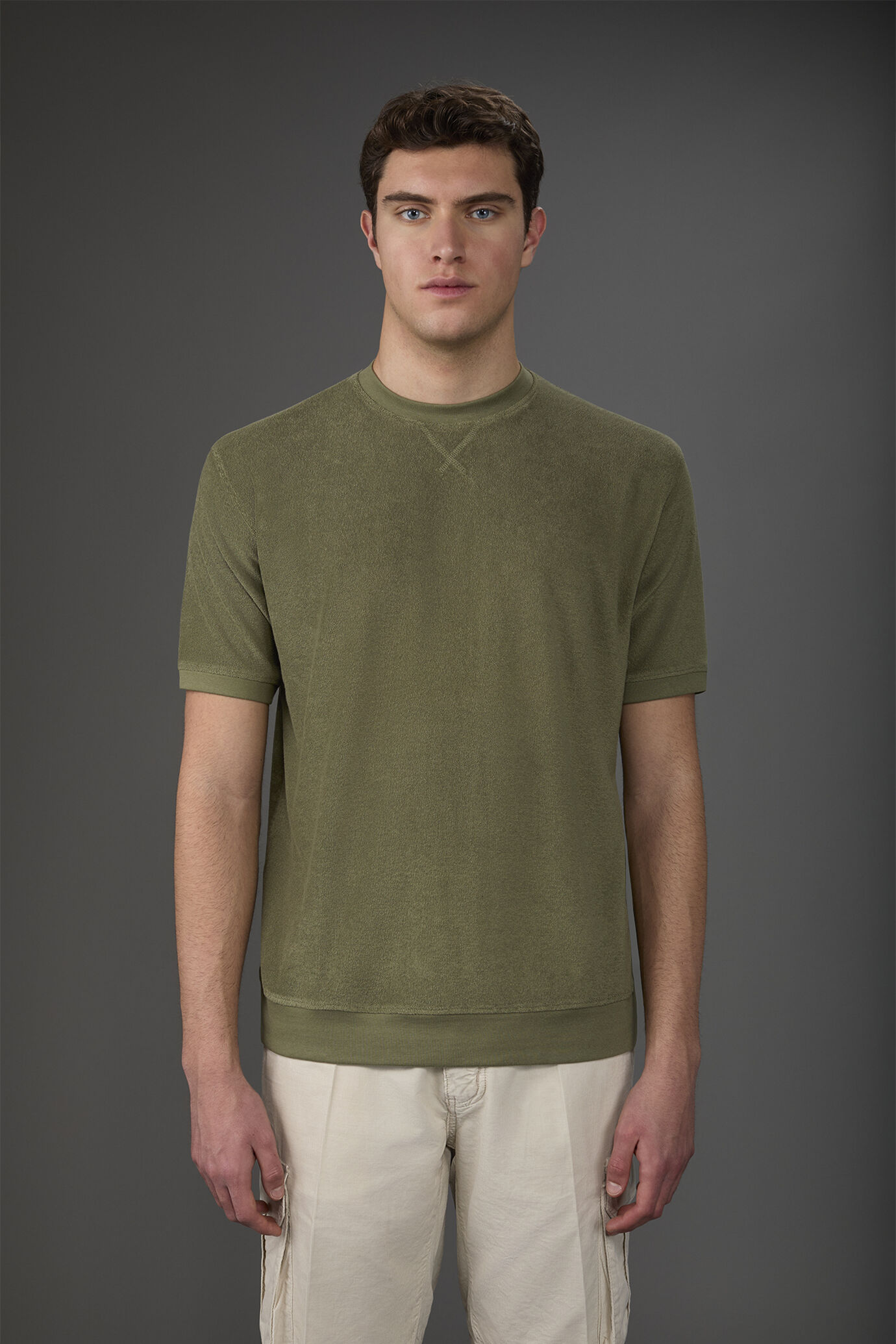 T-shirt uomo girocollo manica corta in spugna di cotone image number 0