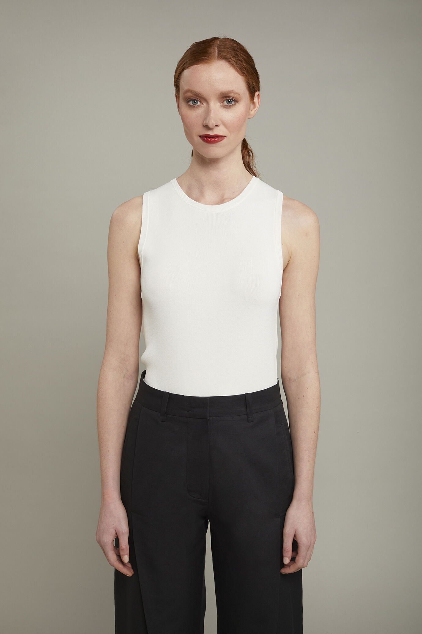 Canotta donna girocollo tinta unita regular fit image number 2