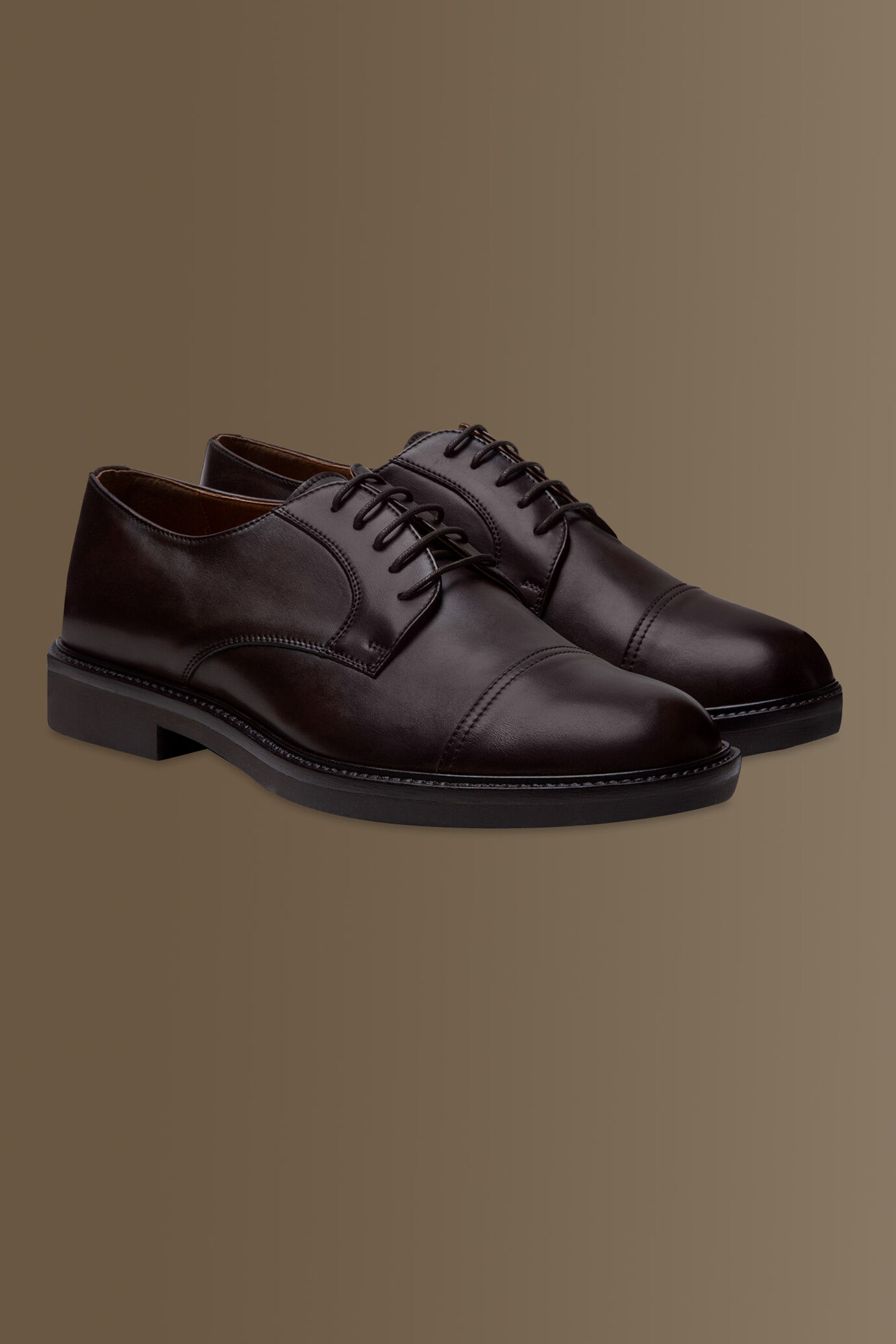 Derby cap toe shoes - 100% leather