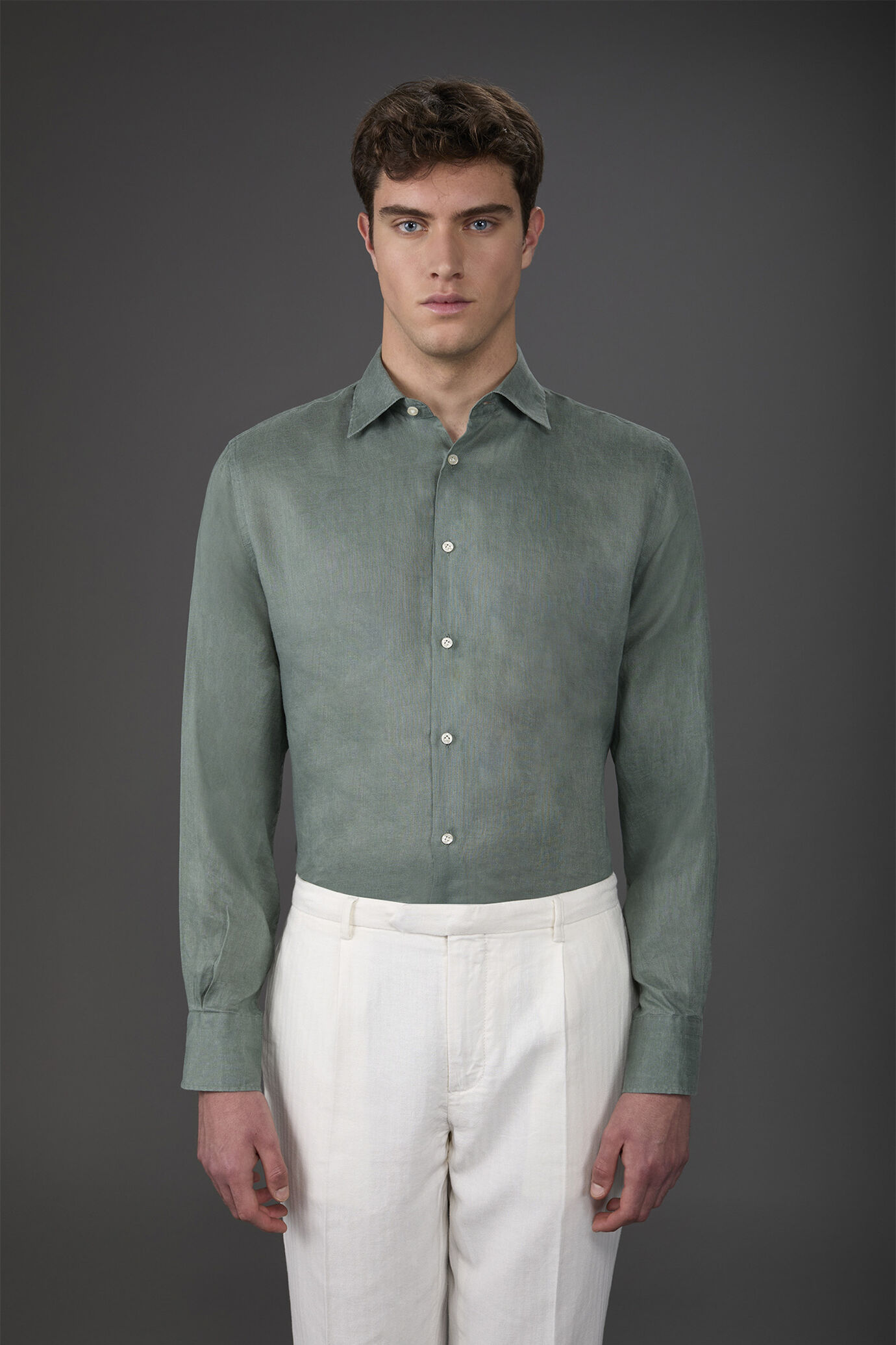 Chemise décontractée homme à col classique, 100% lin image number 1