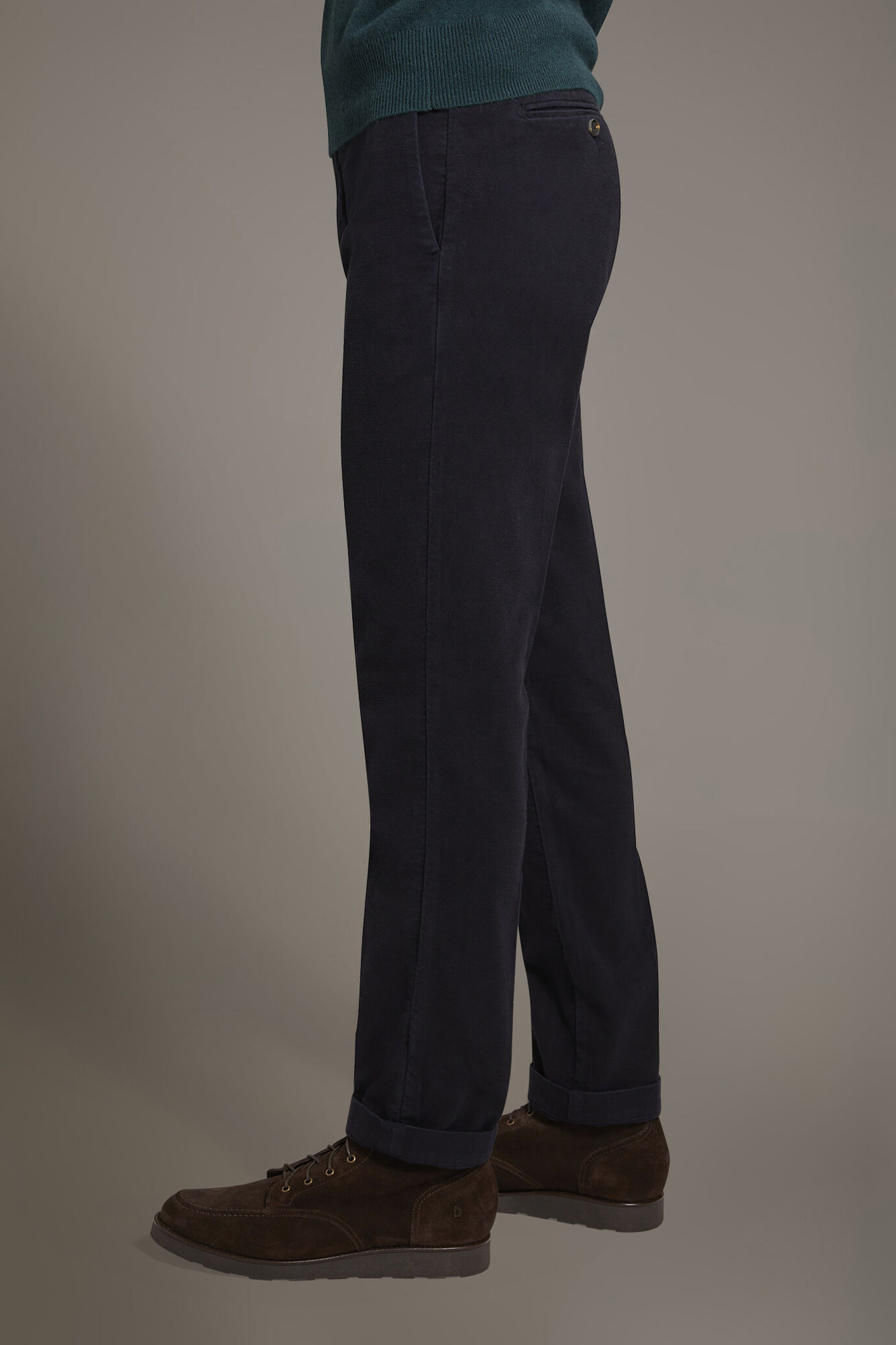 Regular fit chino trousers in moleskin fabric image number 3