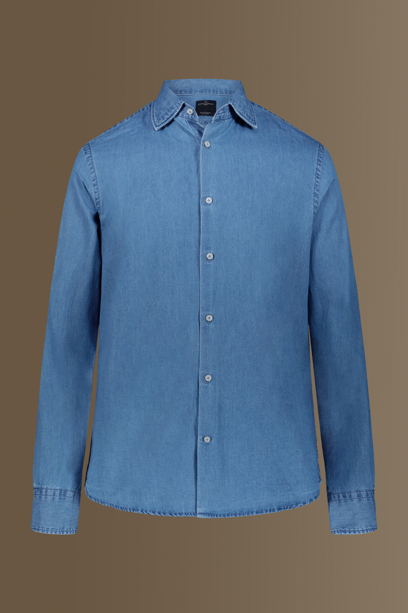 French collar casual shirt denim solid colour image number 3