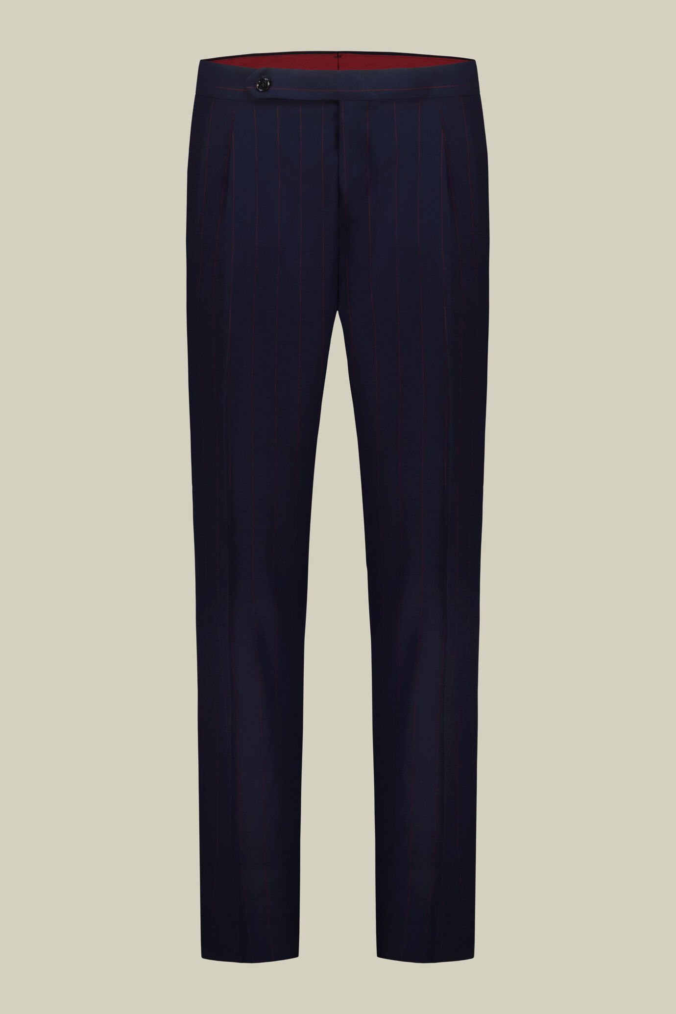 Einreihiger Herrenanzug mit Bügelfaltenhose und seitlichen Schnallen aus Nadelstreifenstoff image number 6