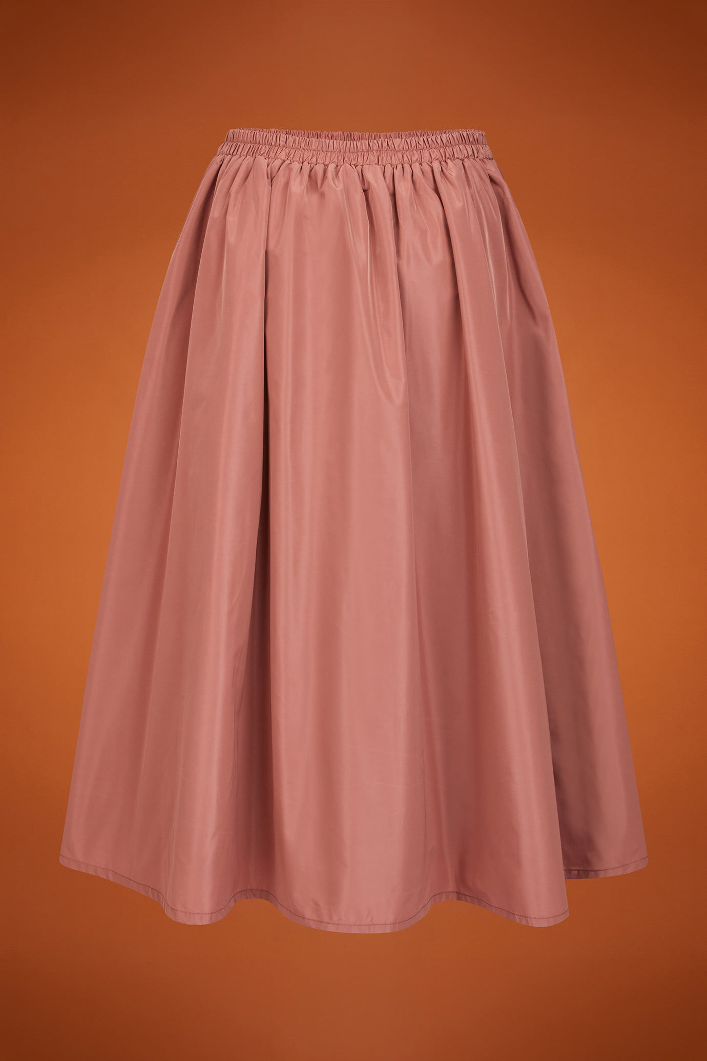 Jupe longue ballon pour femme en taffetas uni avec taille élastiquée, coupe classique image number 4