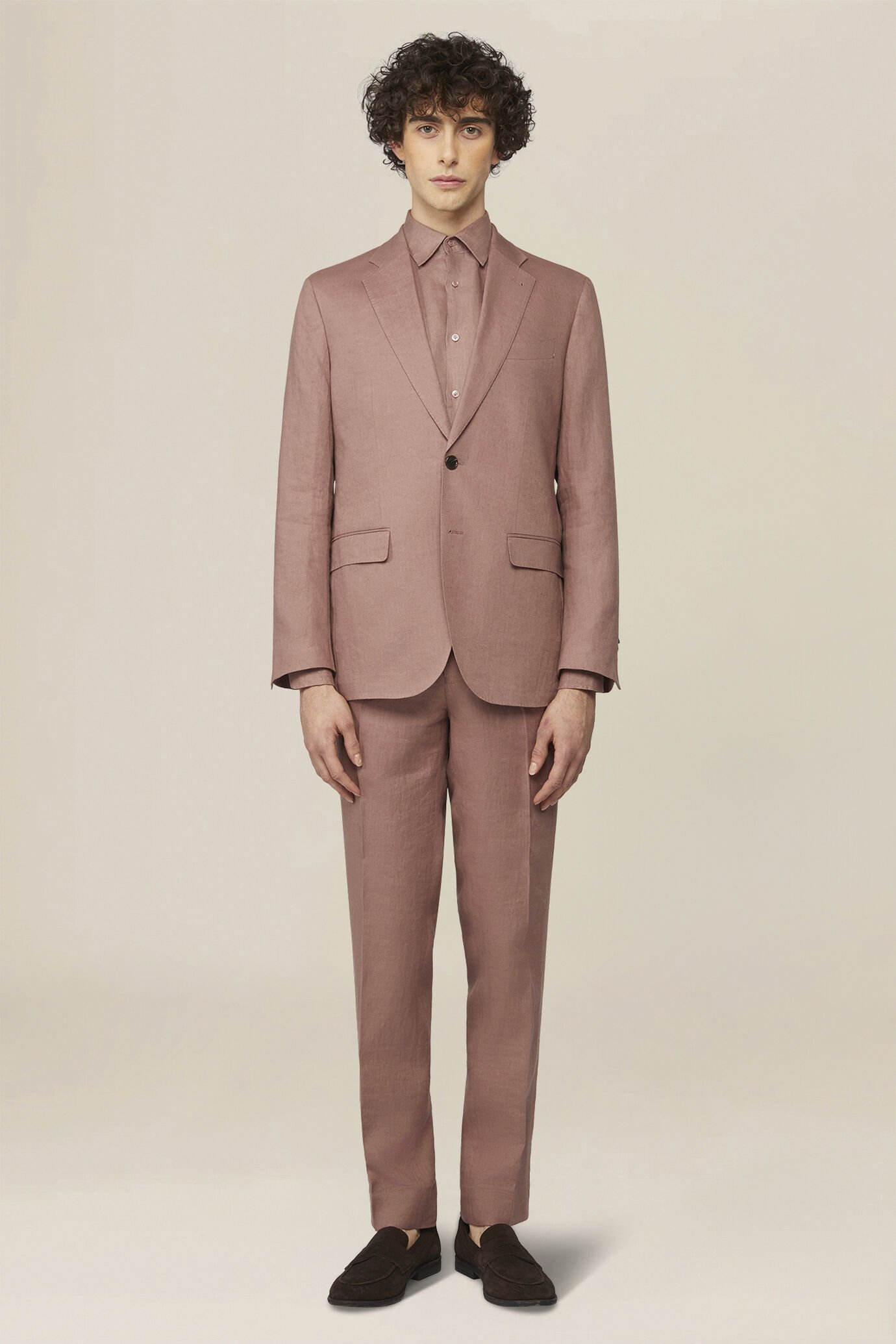 Abito uomo monopetto 100% lino regular fit image number 1