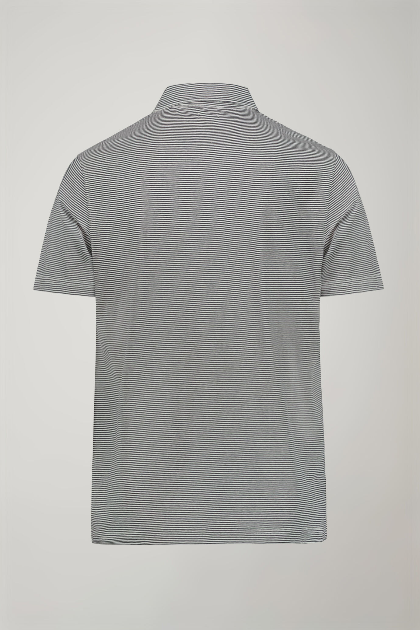 Polo homme &agrave; manches courtes et col derby sans boutons, tissu 100&nbsp;% coton &agrave; fines rayures coupe r&eacute;guli&egrave;re image number 5