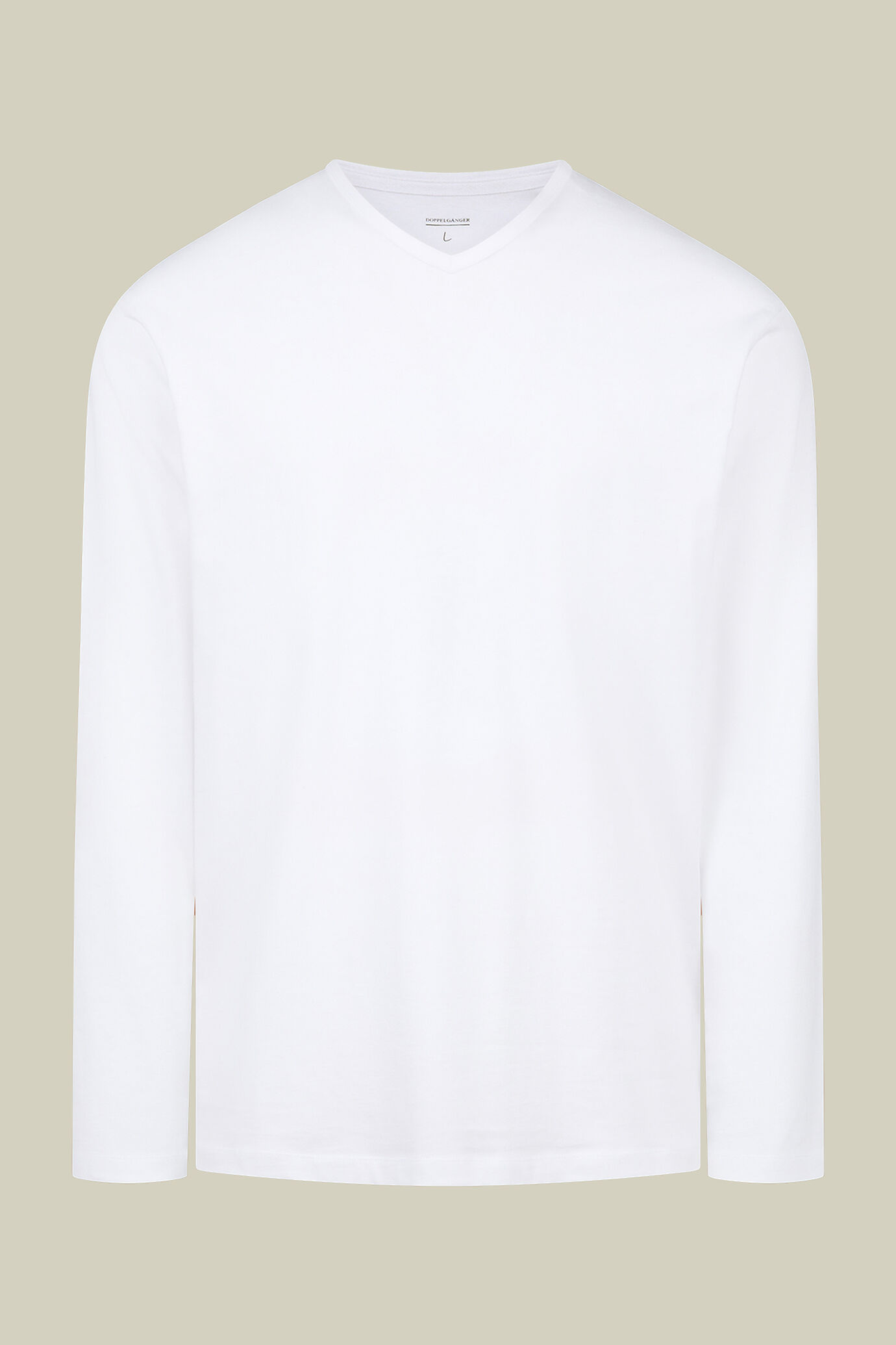 T-shirt homme à col V et manches longues, 100% coton effet flammé, coupe classique image number 0