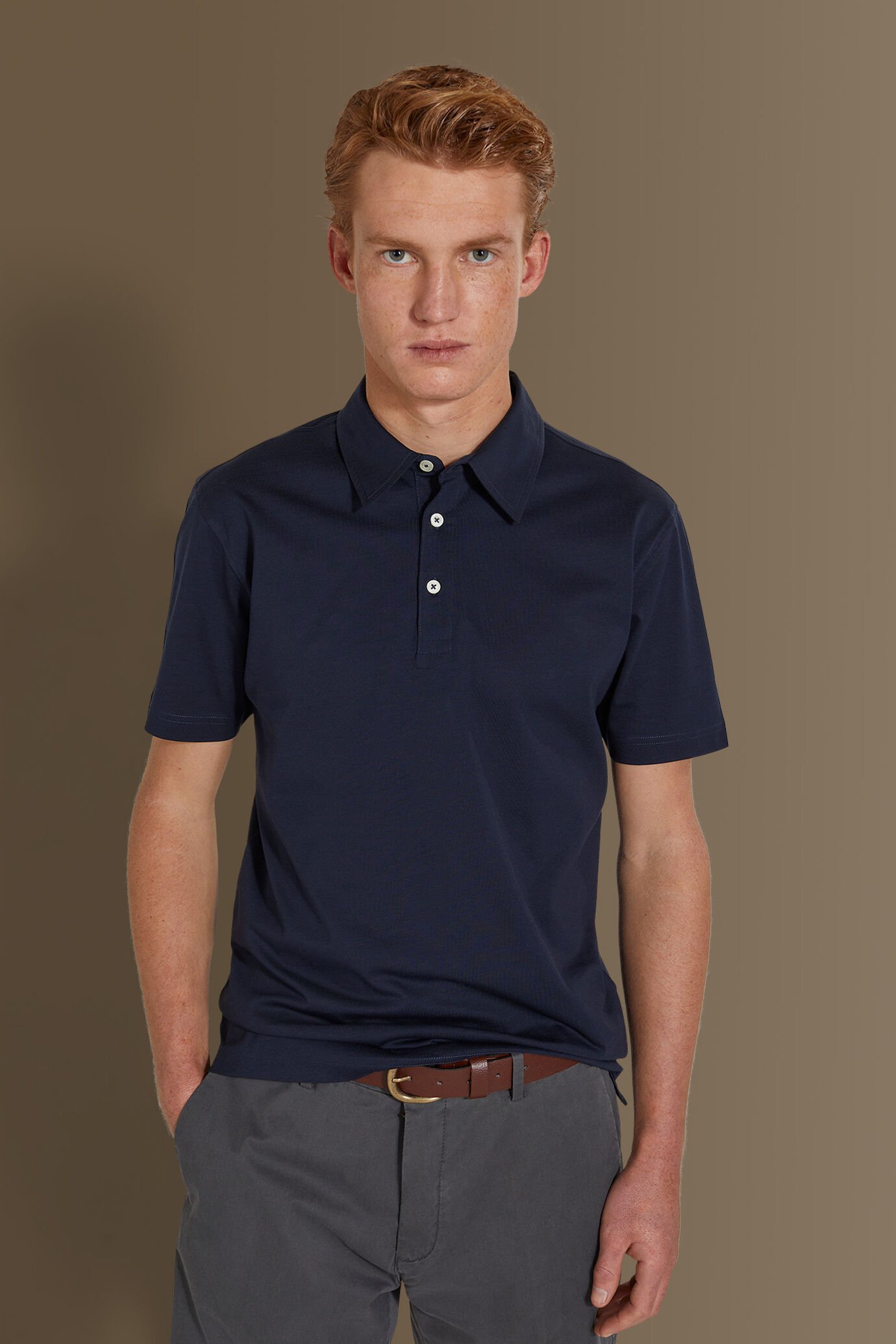 Short sleeves polo pure cotton jersey image number 0
