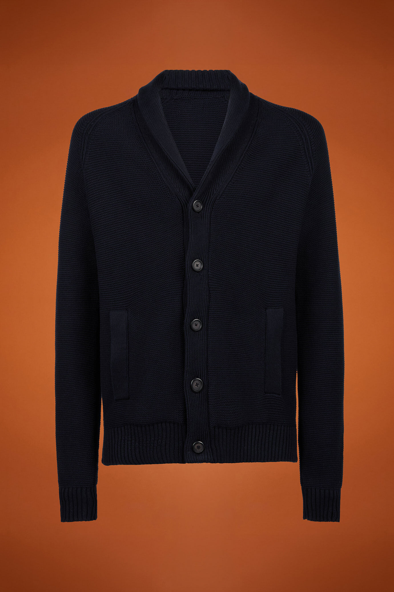 Men's regular fit shawl neck cardigan in 100% cotton