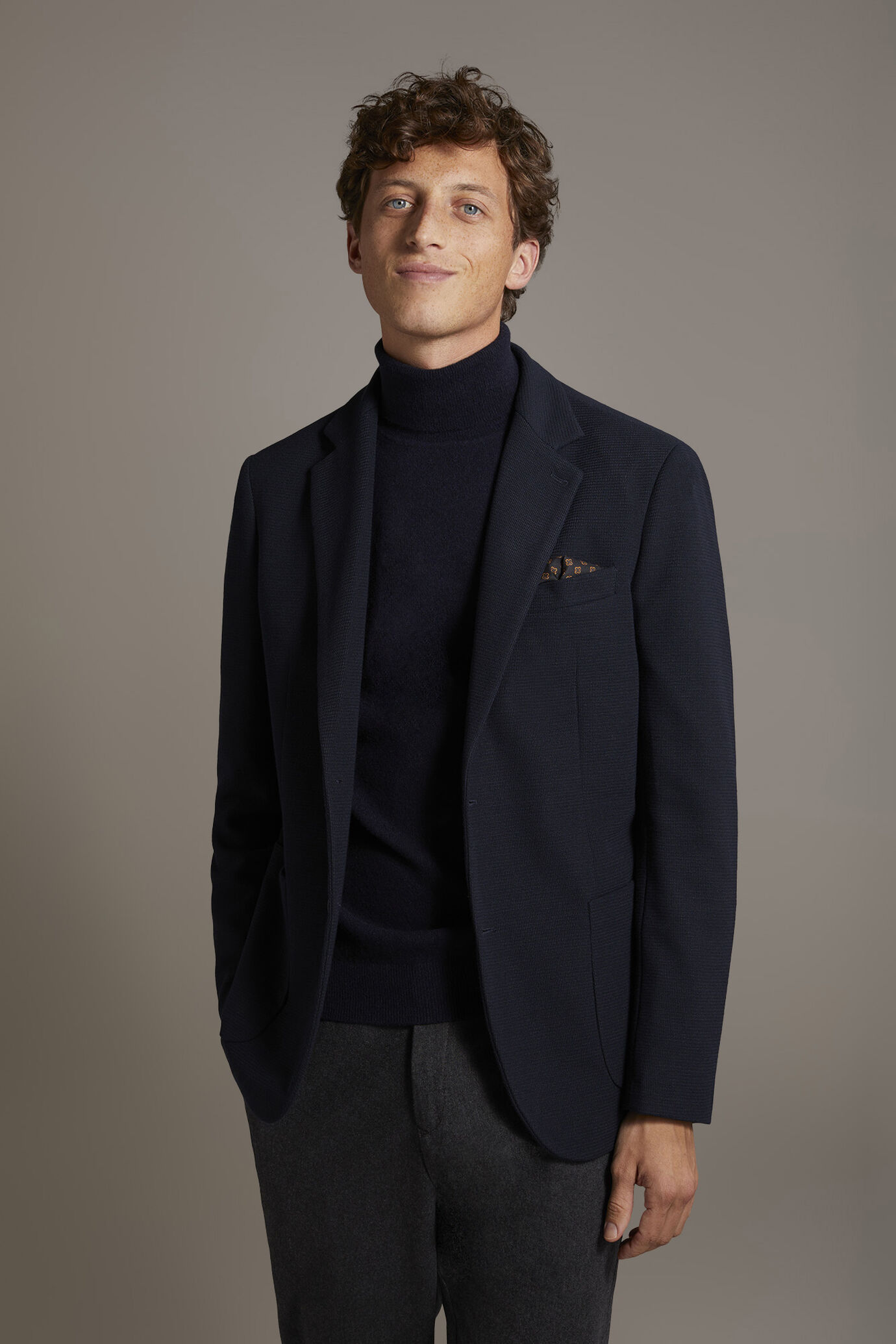 Single-breasted jersey jacket with patch pockets made in Italy image number 2