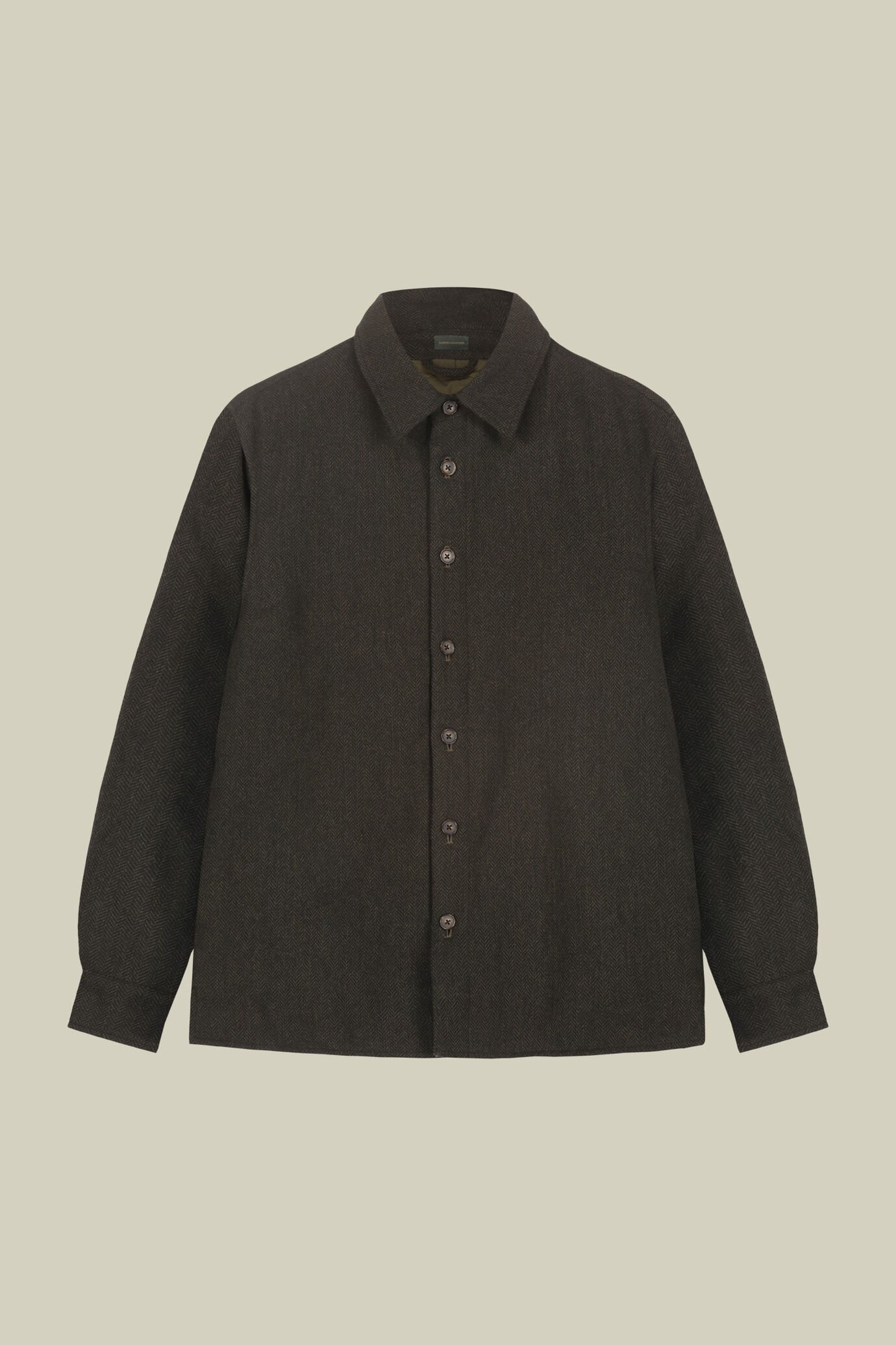 Herren-Overshirt mit Gr&auml;tenmuster aus Wollgemisch in normaler Passform