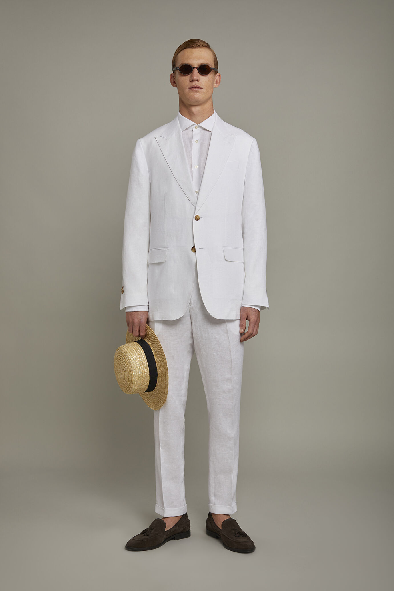Abito uomo monopetto 100% lino regular fit image number 0
