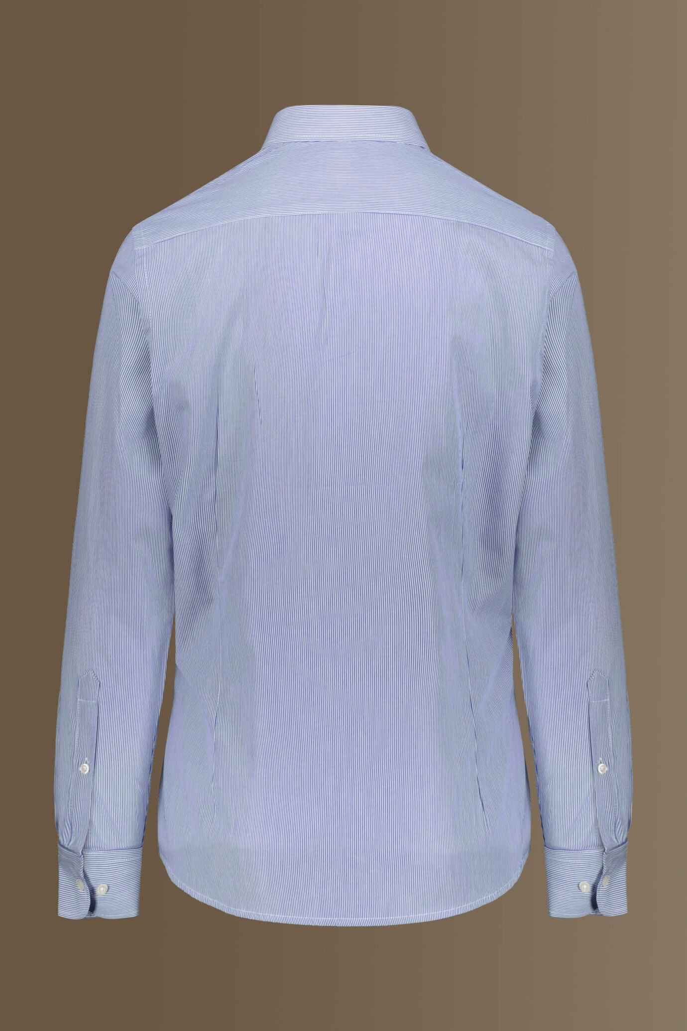 Camicia classica collo francese tinto filo a righe strette uomo image number 4