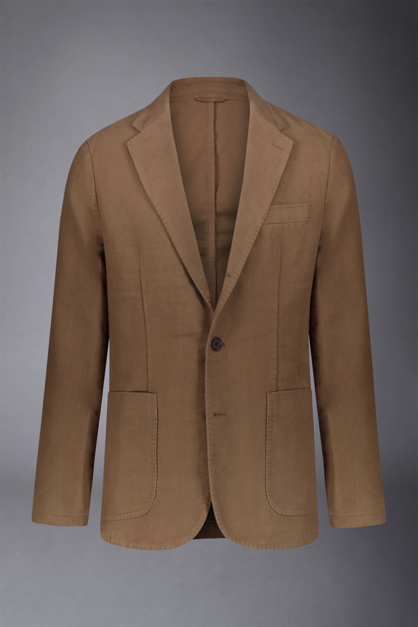 Men's single-breasted jacket in plain moleskin fabric regular fit image number 5