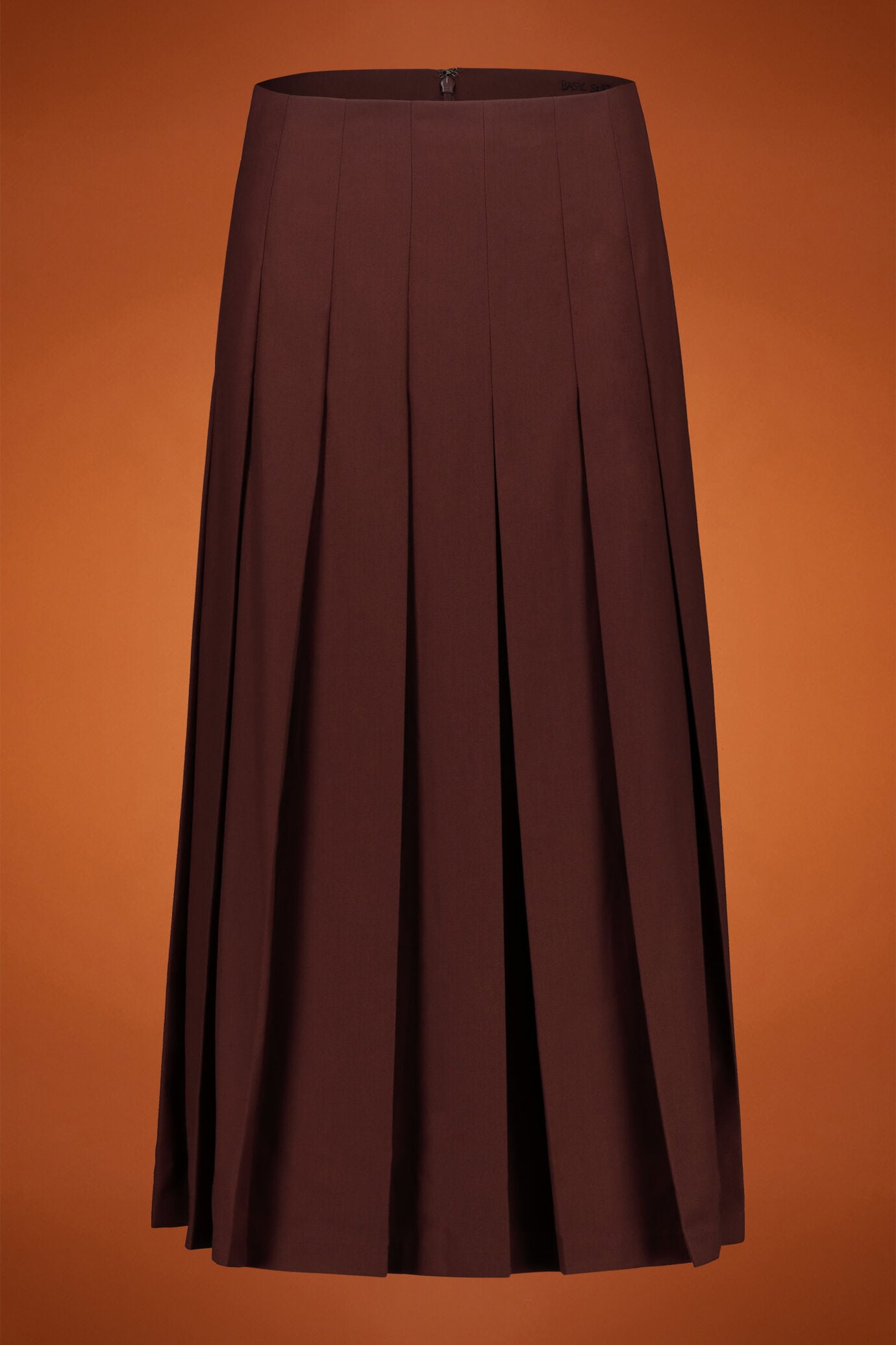 Gonna donna longuette a pieghe con zip tinta unita regular fit image number 0
