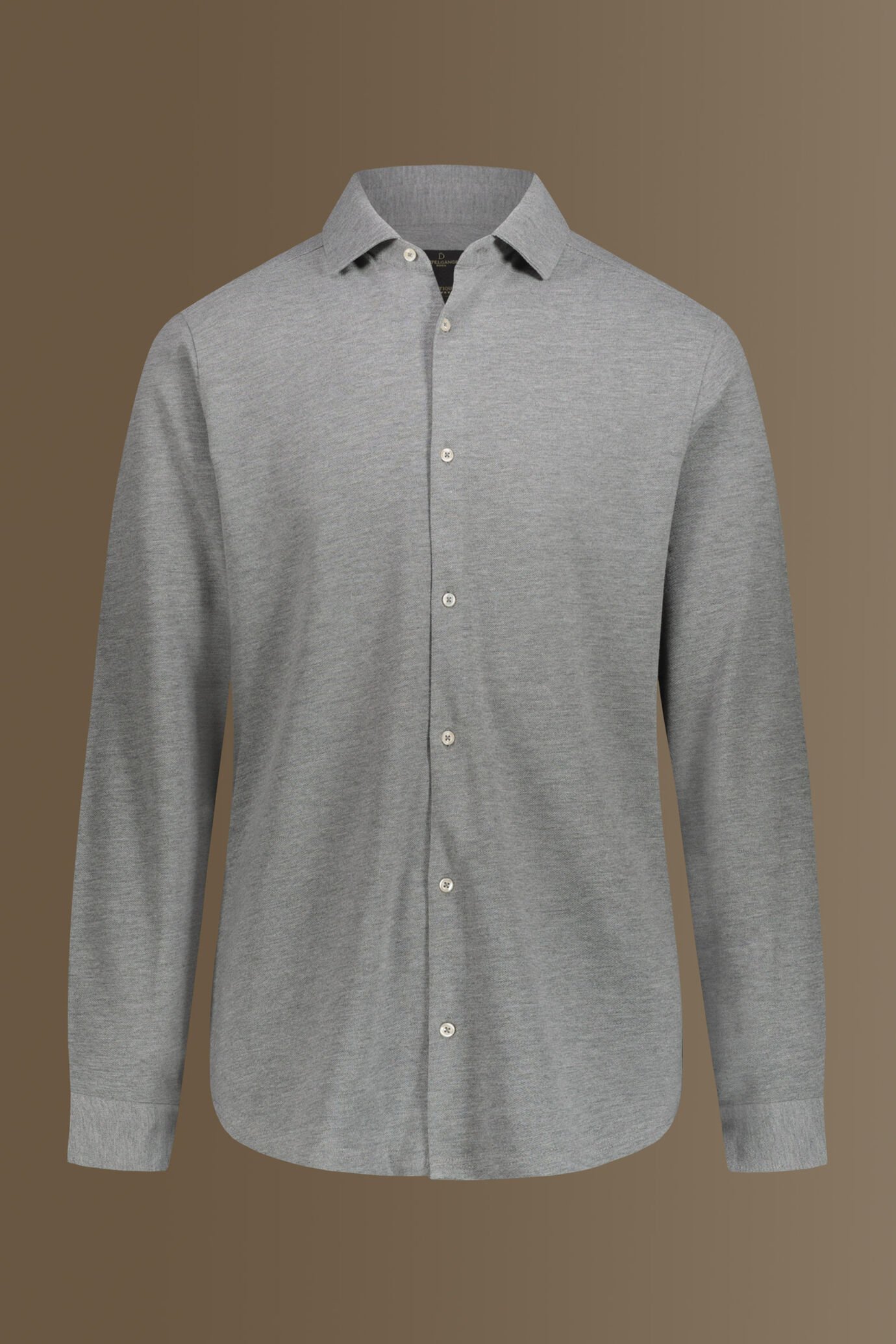 Polo shirt long sleeves cotton blend piquet melange image number 0