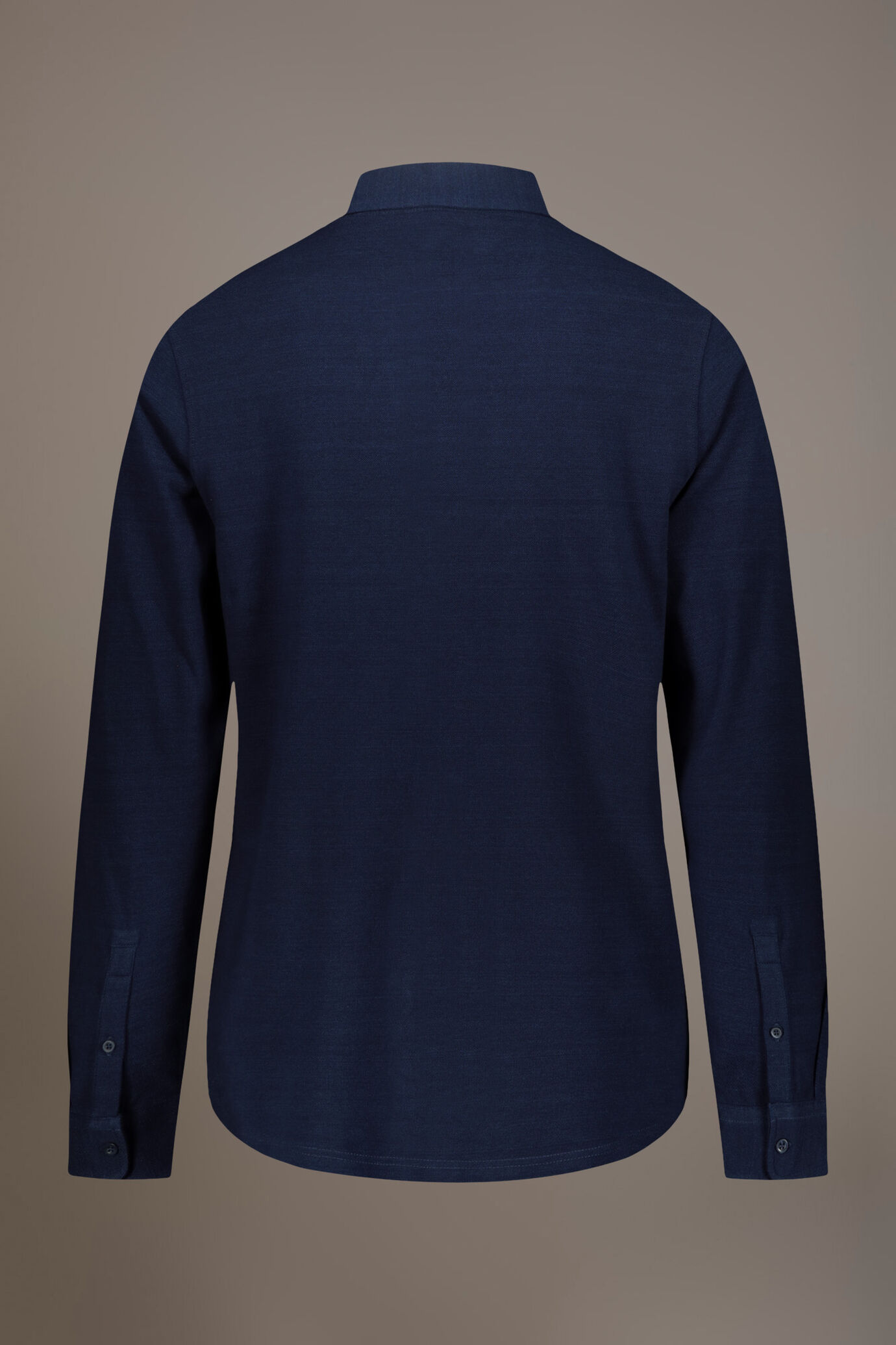 Polo chemise manches longues 100% coton piqué uni image number 4