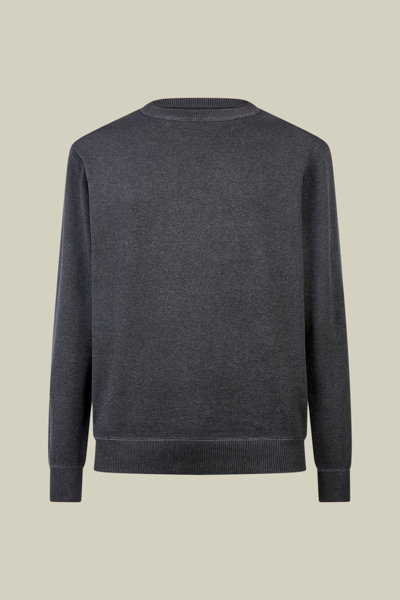 Herren-Pullover mit Rundhalsausschnitt aus Baumwolle in normaler Passform mit Plüscheffekt-Details image number 0