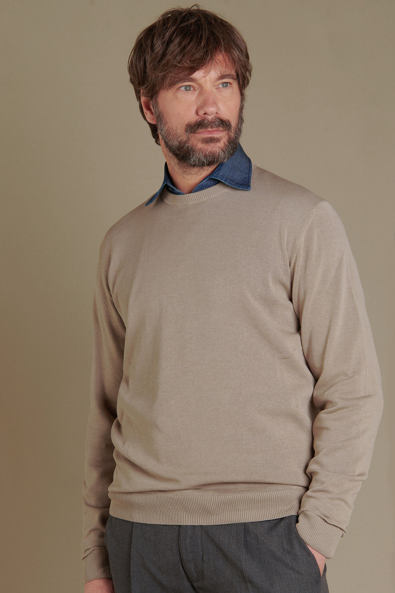 Maglia giro collo puro cotone image number 0