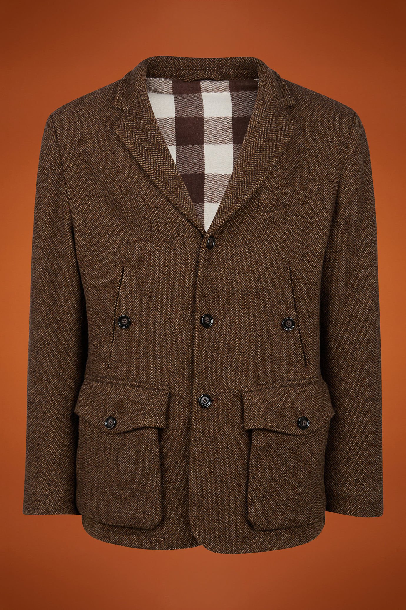 Giacca sportiva uomo in tessuto spinato Wool Blend con disegno a scacchi regular fit image number 4