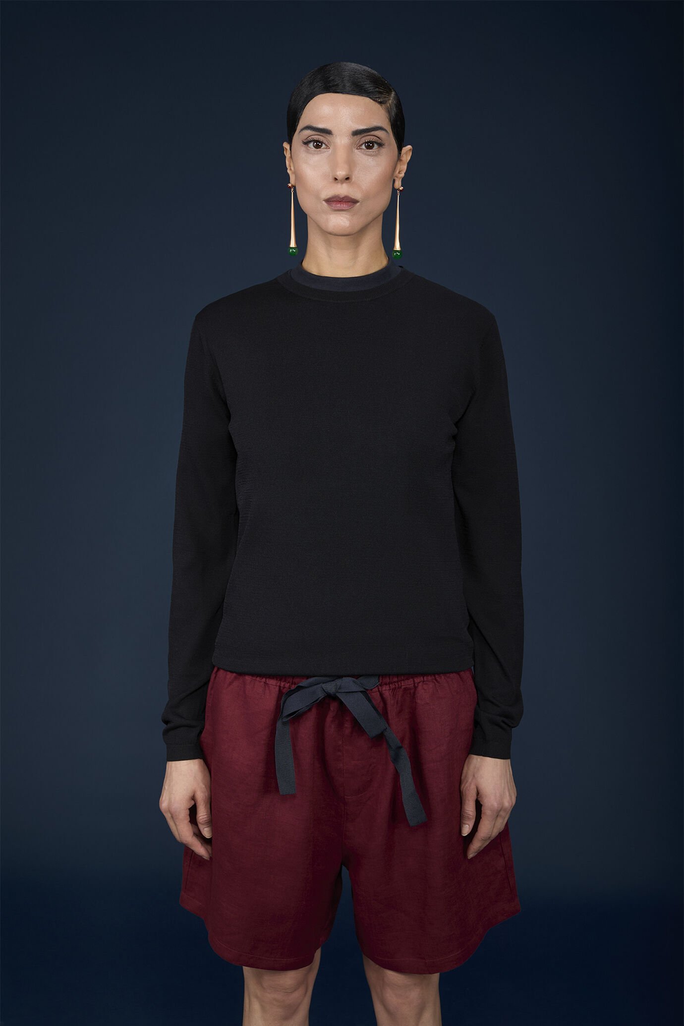 Langärmeliger Damen-Pullover mit Rundhalsausschnitt