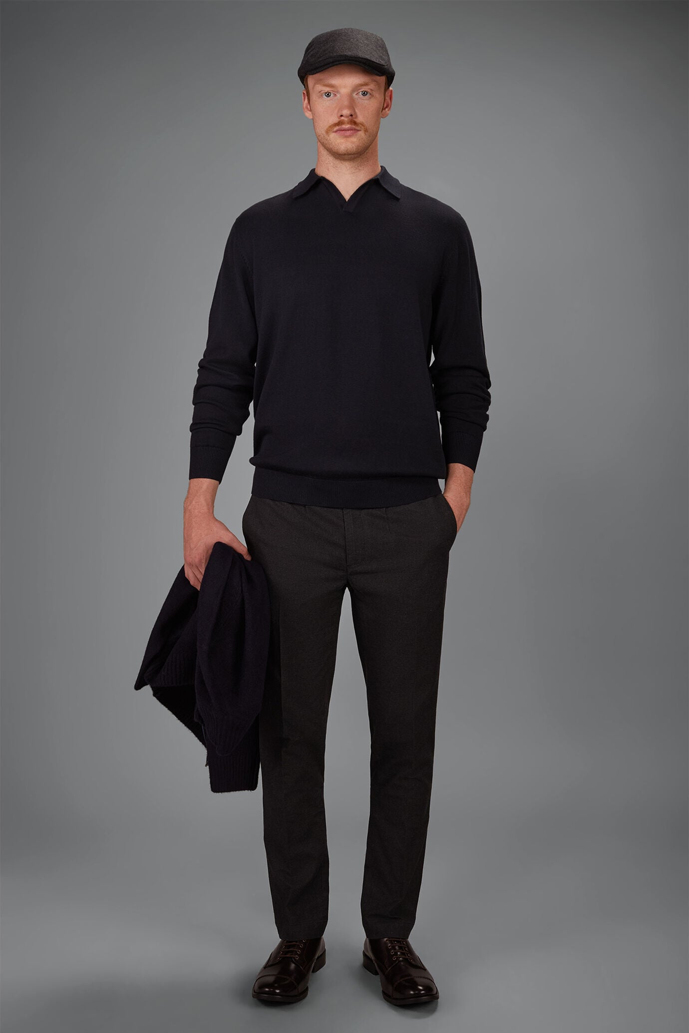 Klassische Herrenhose in Melange-Optik mit Regular-Fit