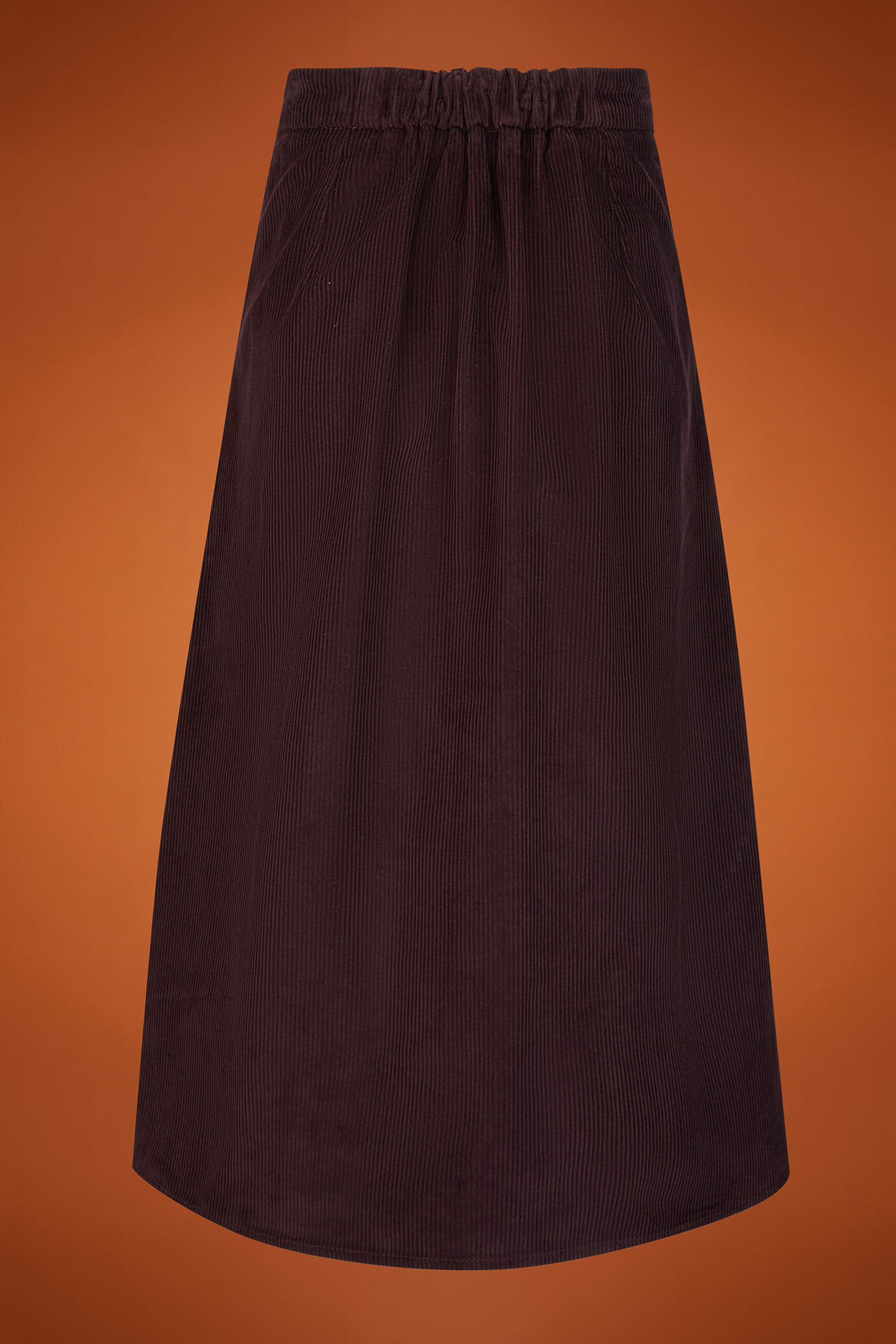 Jupe midi pour femme, coupe classique, en velours ray&eacute; uni image number 5