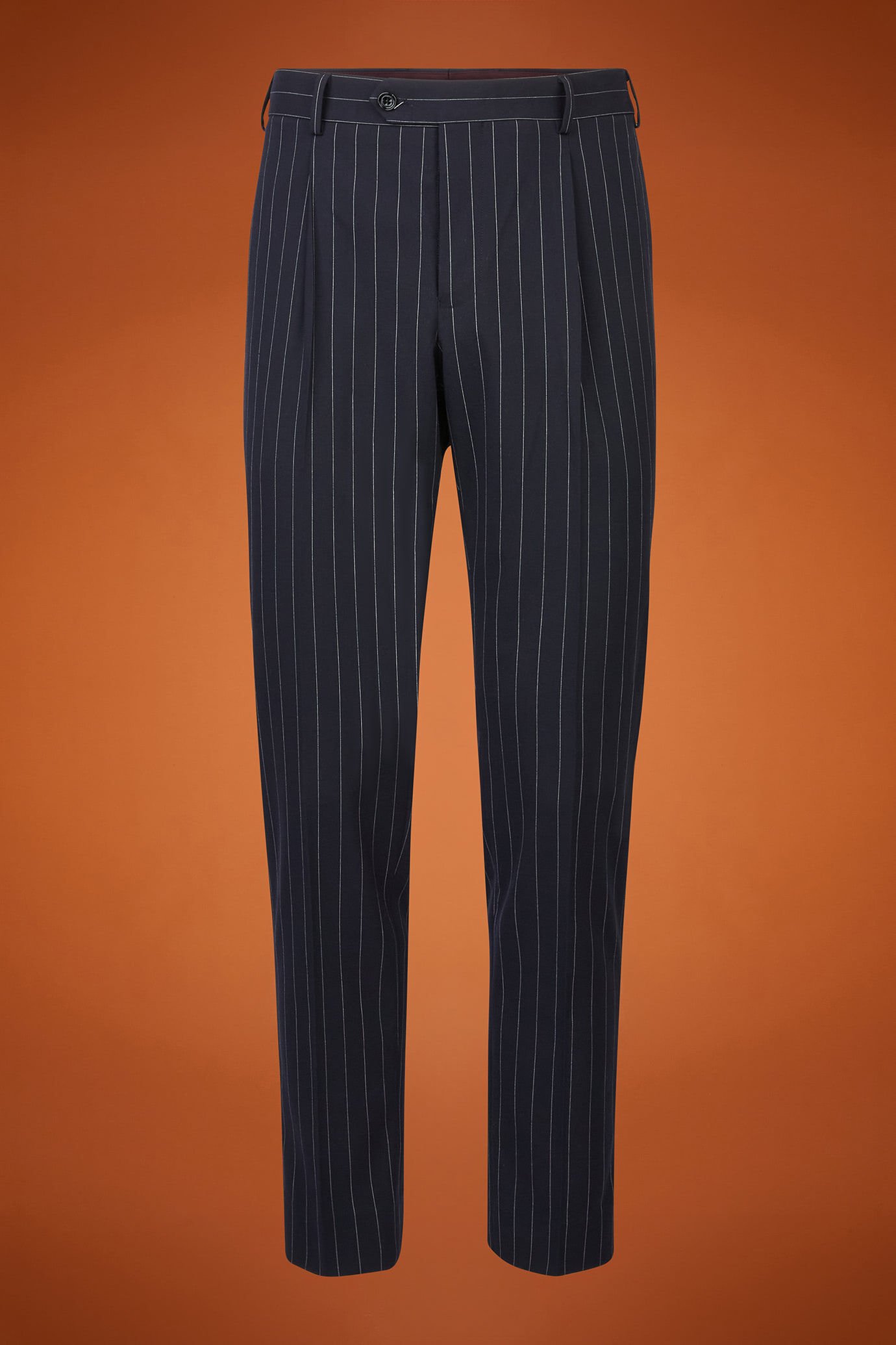 Abito uomo monopetto con giacca classica con rever a lancia in tessuto gessato regular fit image number 6