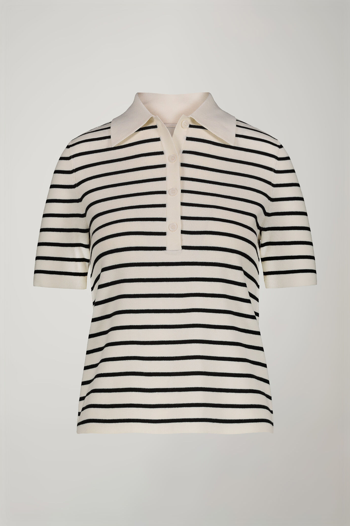 Polo donna in maglia con manica corta a righe image number 4