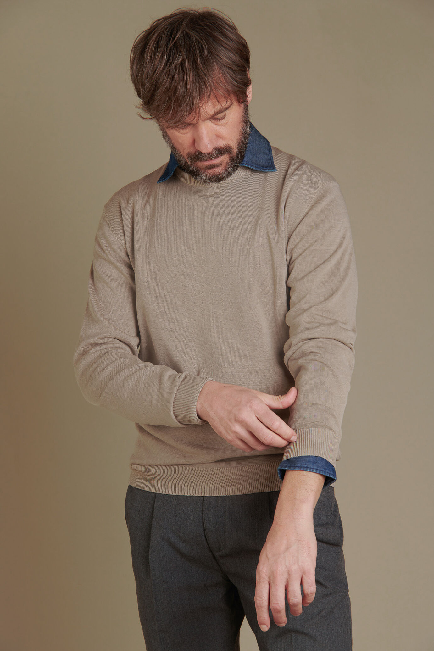 Maglia giro collo puro cotone image number 1