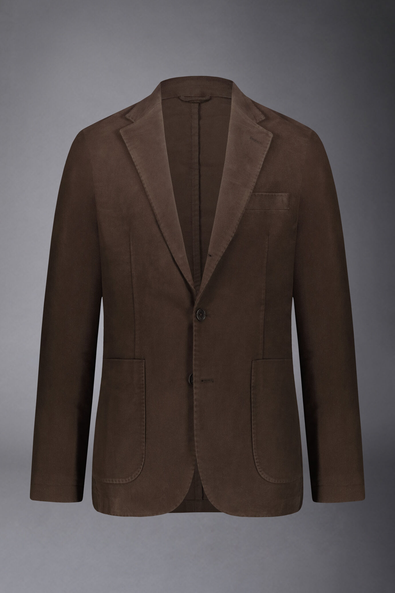 Men's single-breasted jacket in plain moleskin fabric regular fit image number 4