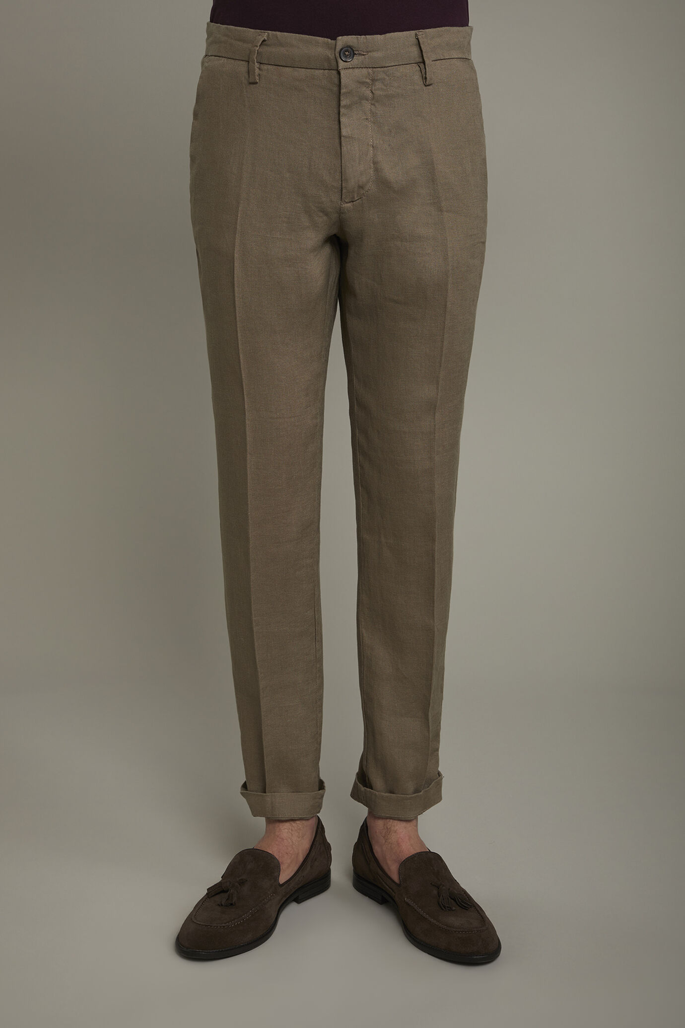 Pantalone chino 100% lino regular fit image number 3