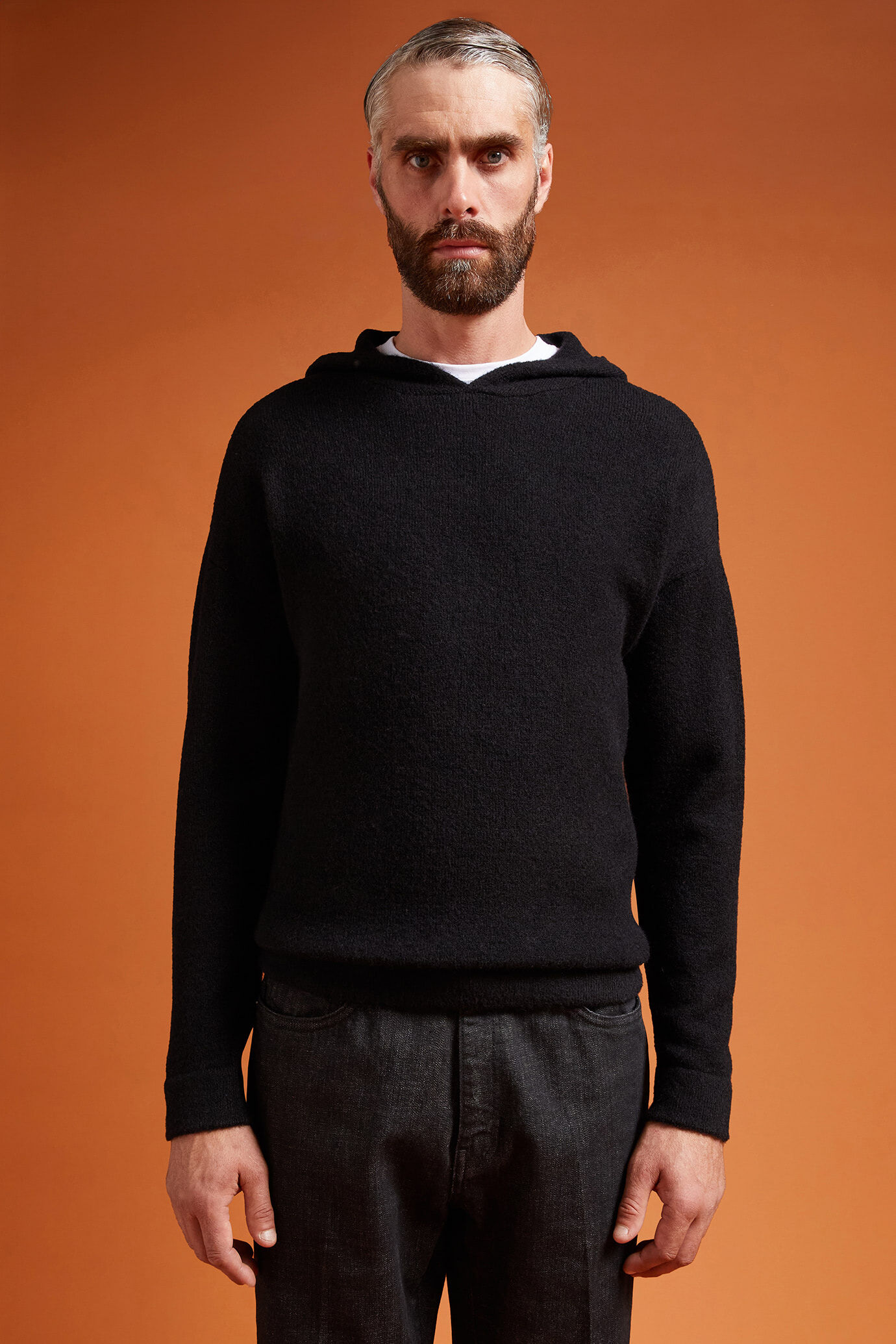 Men's regular fit hoodie in a wool blend image number 0