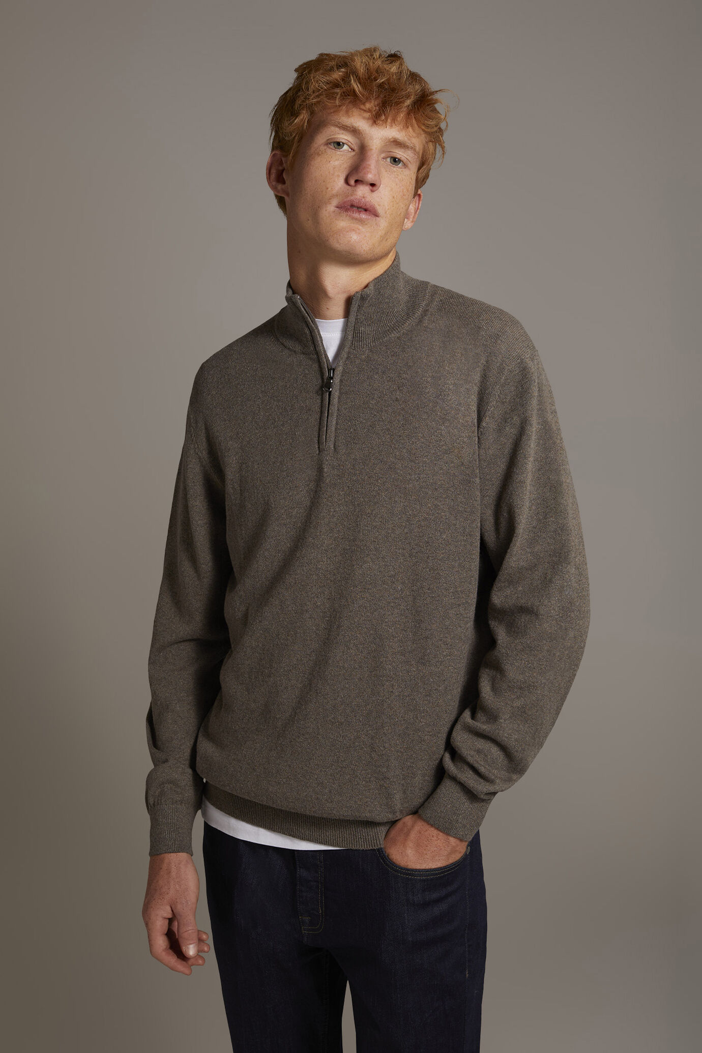Wool blend Turtleneck sweater with zip image number 1