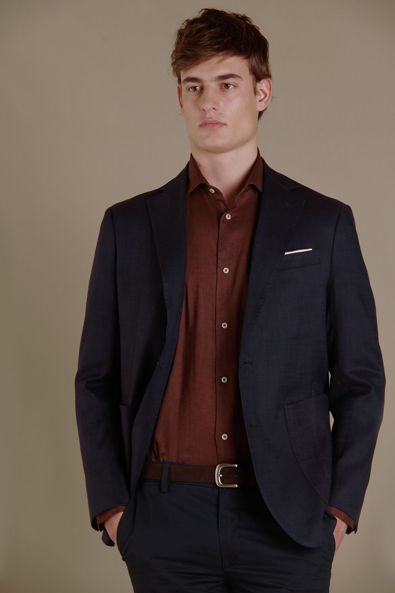 Giacca monopetto twill in misto lino image number 0