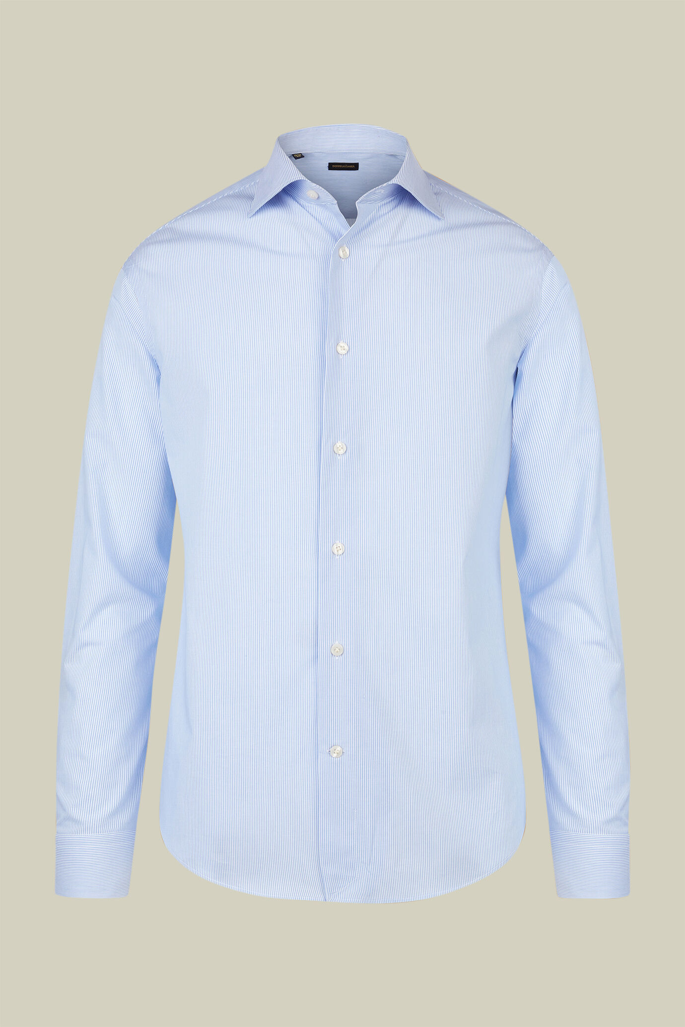 Camicia classica uomo con collo classico e tessuto tinto filo a righe regular fit image number 0