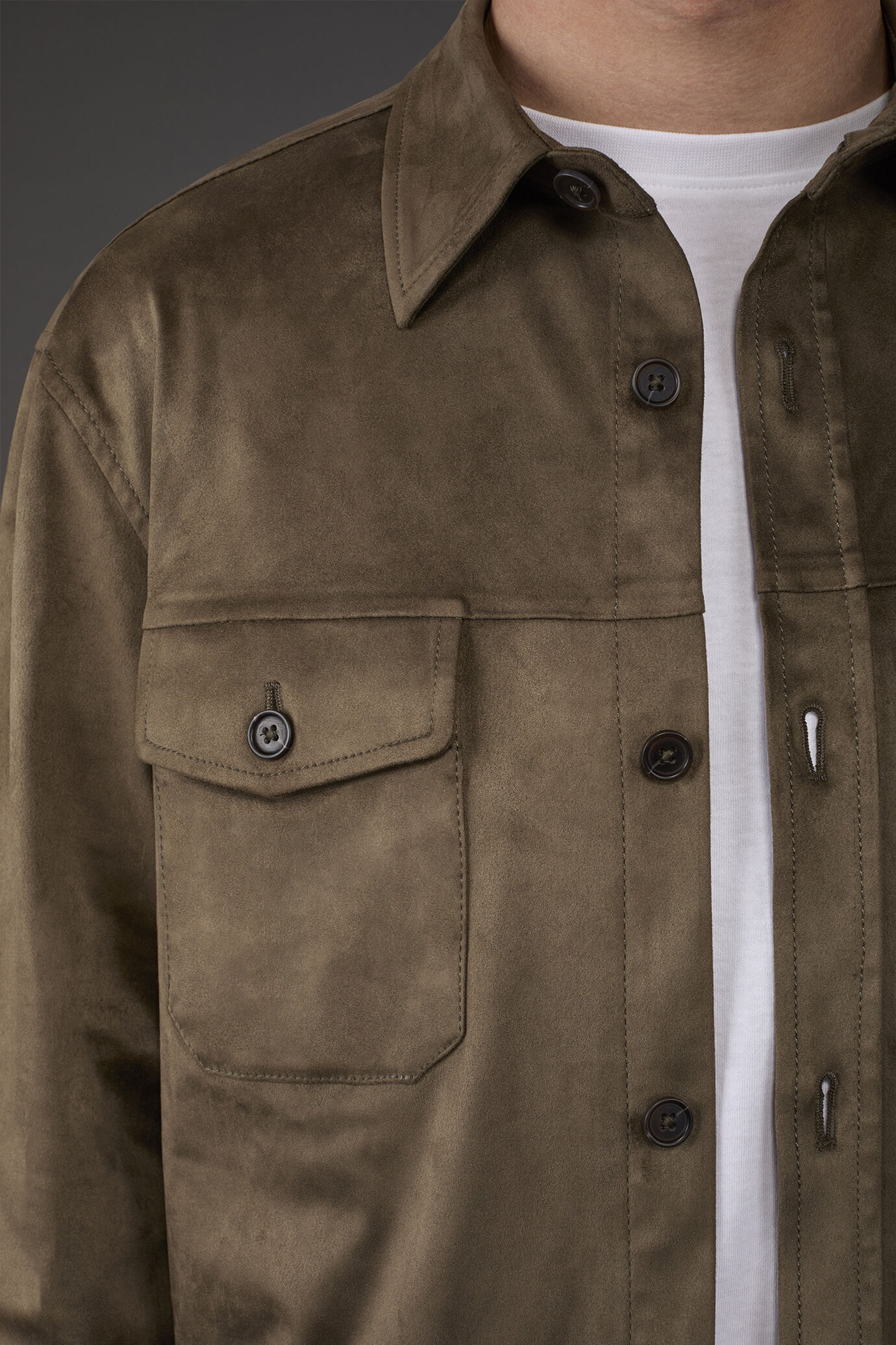 Ungefütterte Hemdjacke aus Kunst-Veloursleder für Herren image number 3