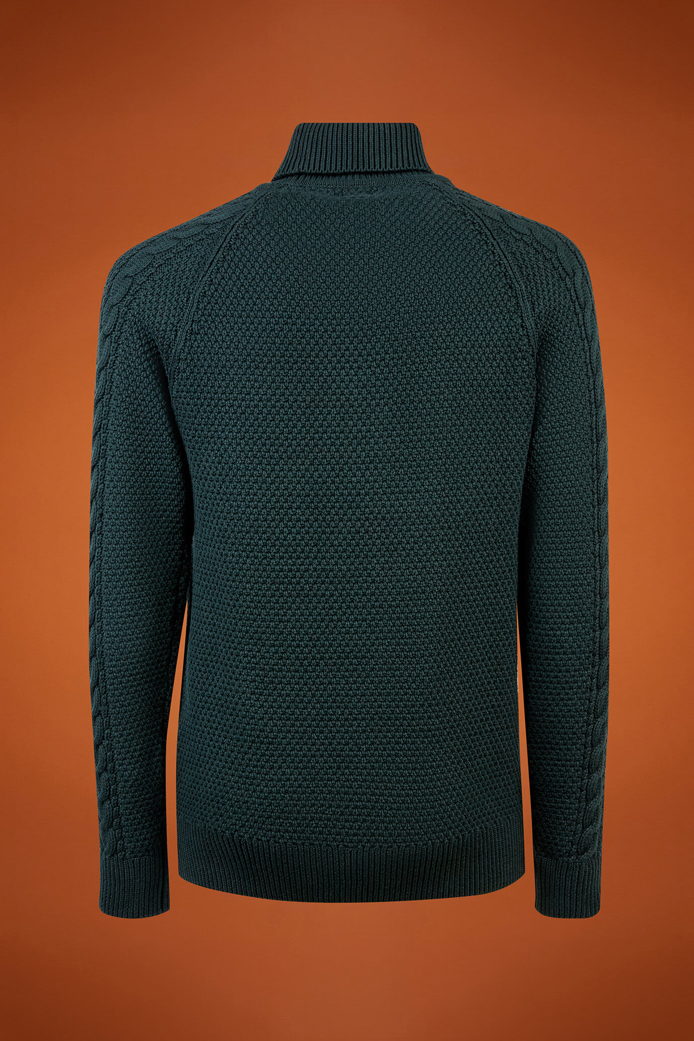 Herren-Pullover mit hohem Ausschnitt aus 100 % Baumwolle mit Zopfstrick in normaler Passform image number 6