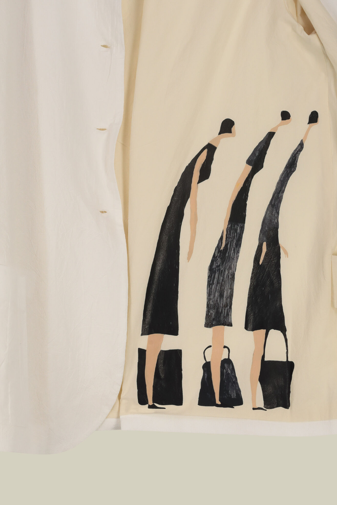 Giacca donna monopetto in cotone con effetto stropicciato e bottoni macram&egrave; image number 7