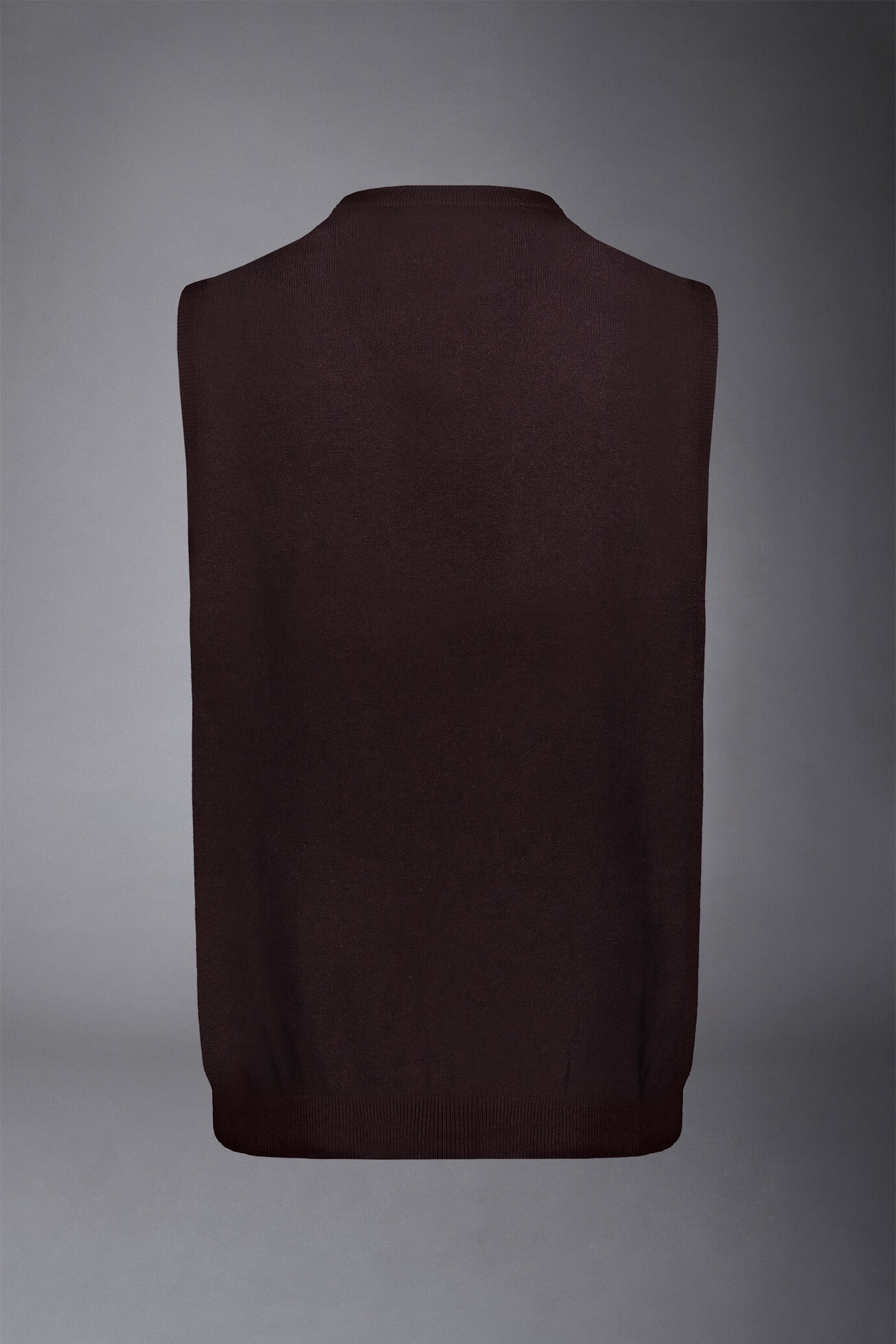 Gilet &agrave; col rond en laine et coton image number 5