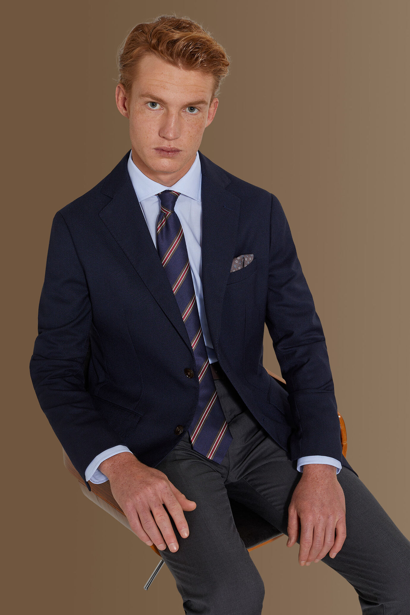 Single breasted dobby fabric jacket solid colour