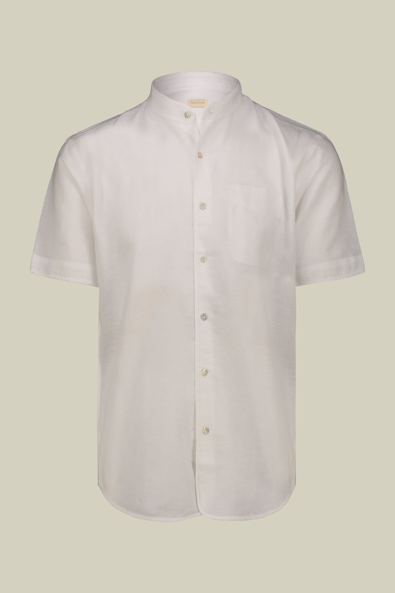 Camicia uomo casual collo alla coreana tessuto in lino e cotone lavato image number 4