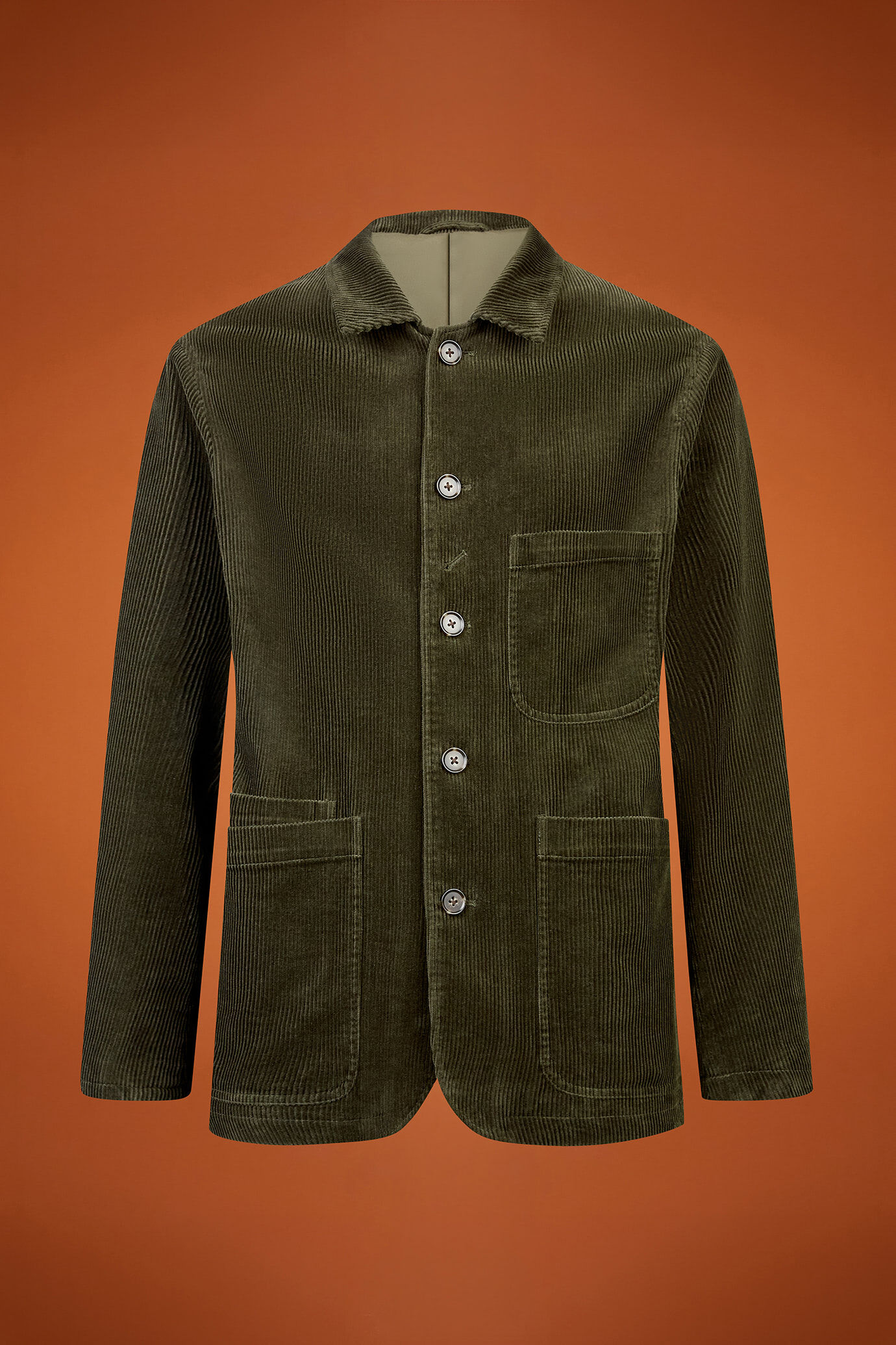 Veste homme à trois poches, 100% coton, en velours côtelé, coupe classique image number 4