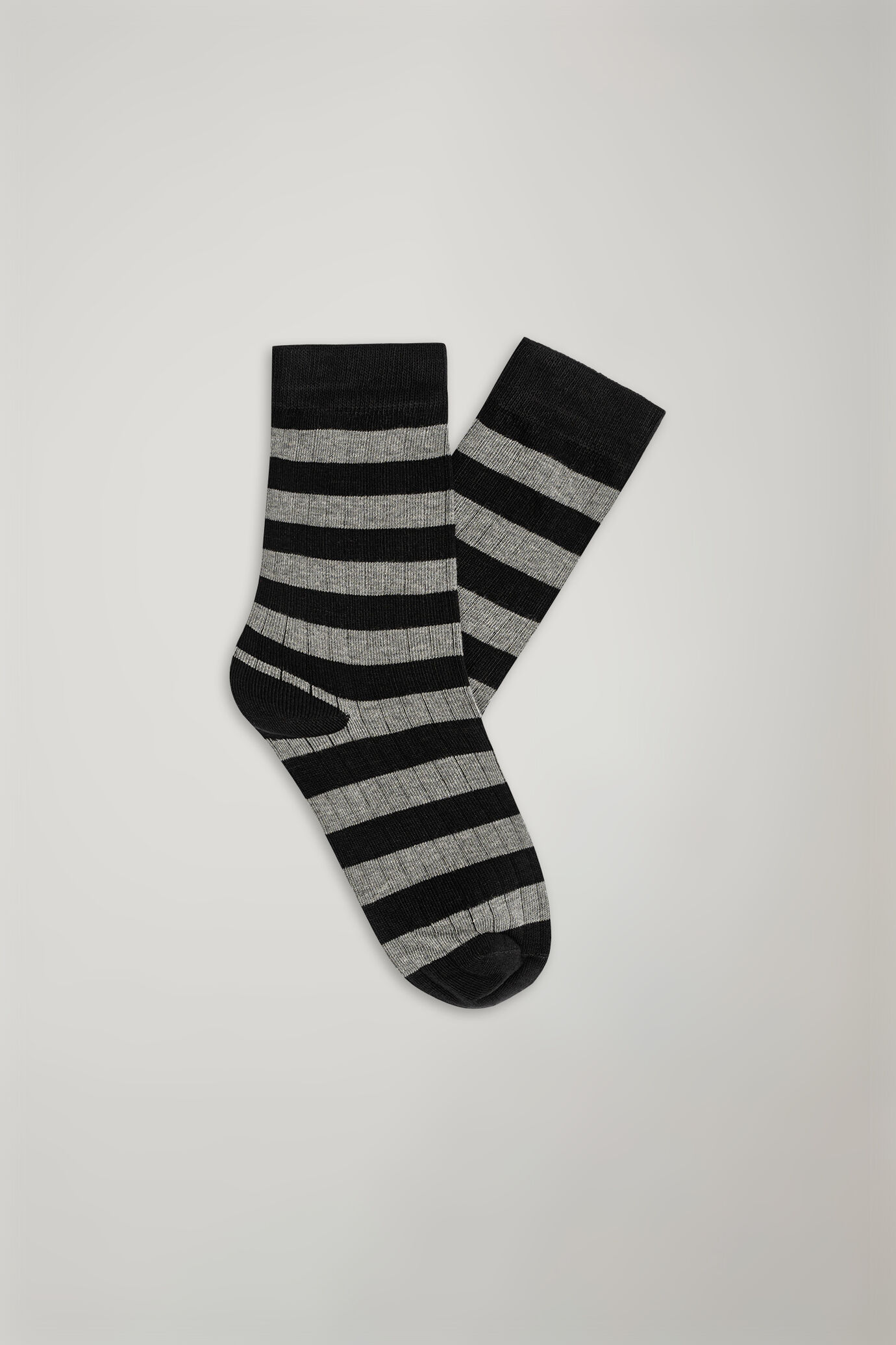 Calza stivaletto donna made in Italy in misto cotone in maglia a coste con righe image number 0