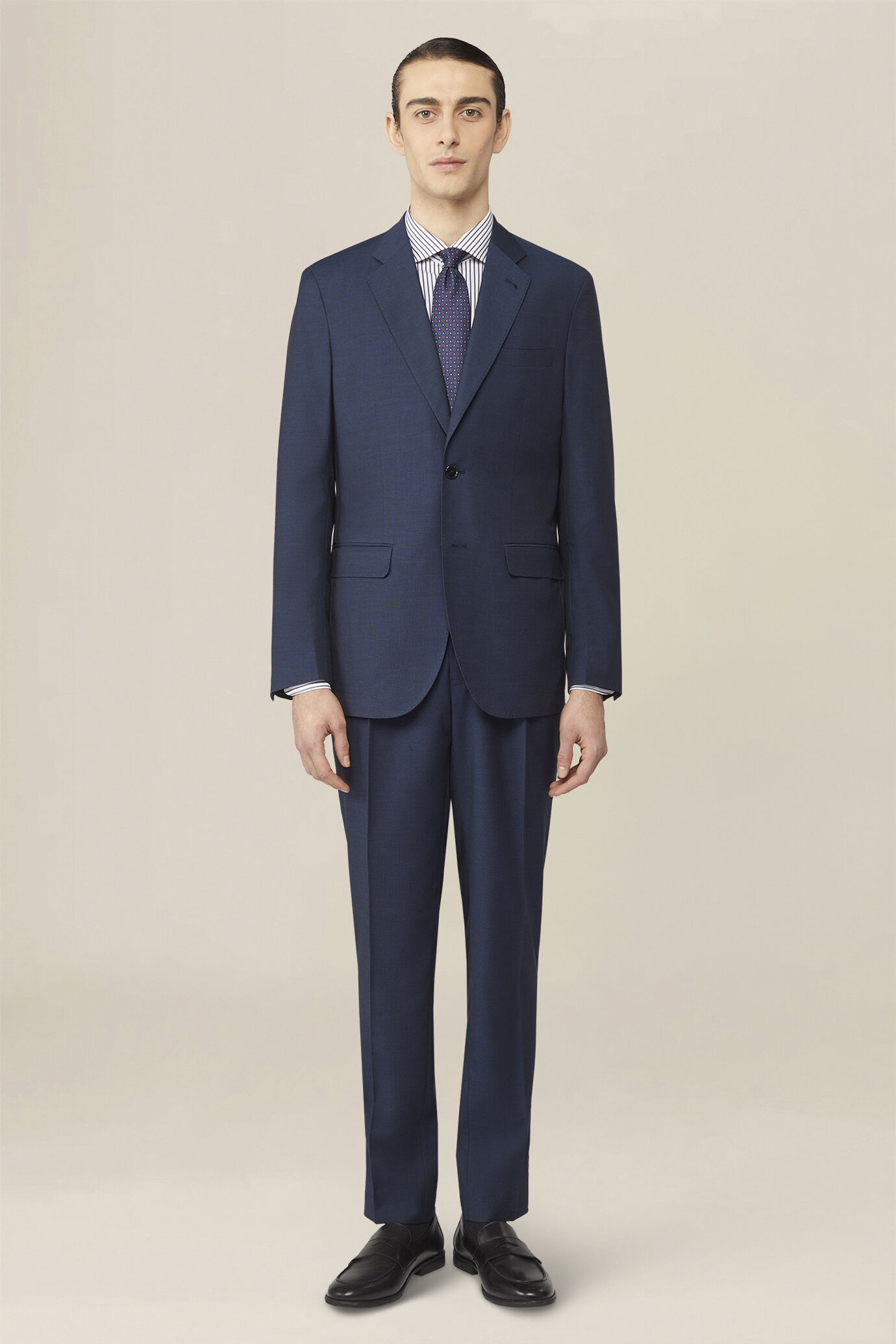 Men's single-breasted regular fit pheasant eye fabric suit image number 1