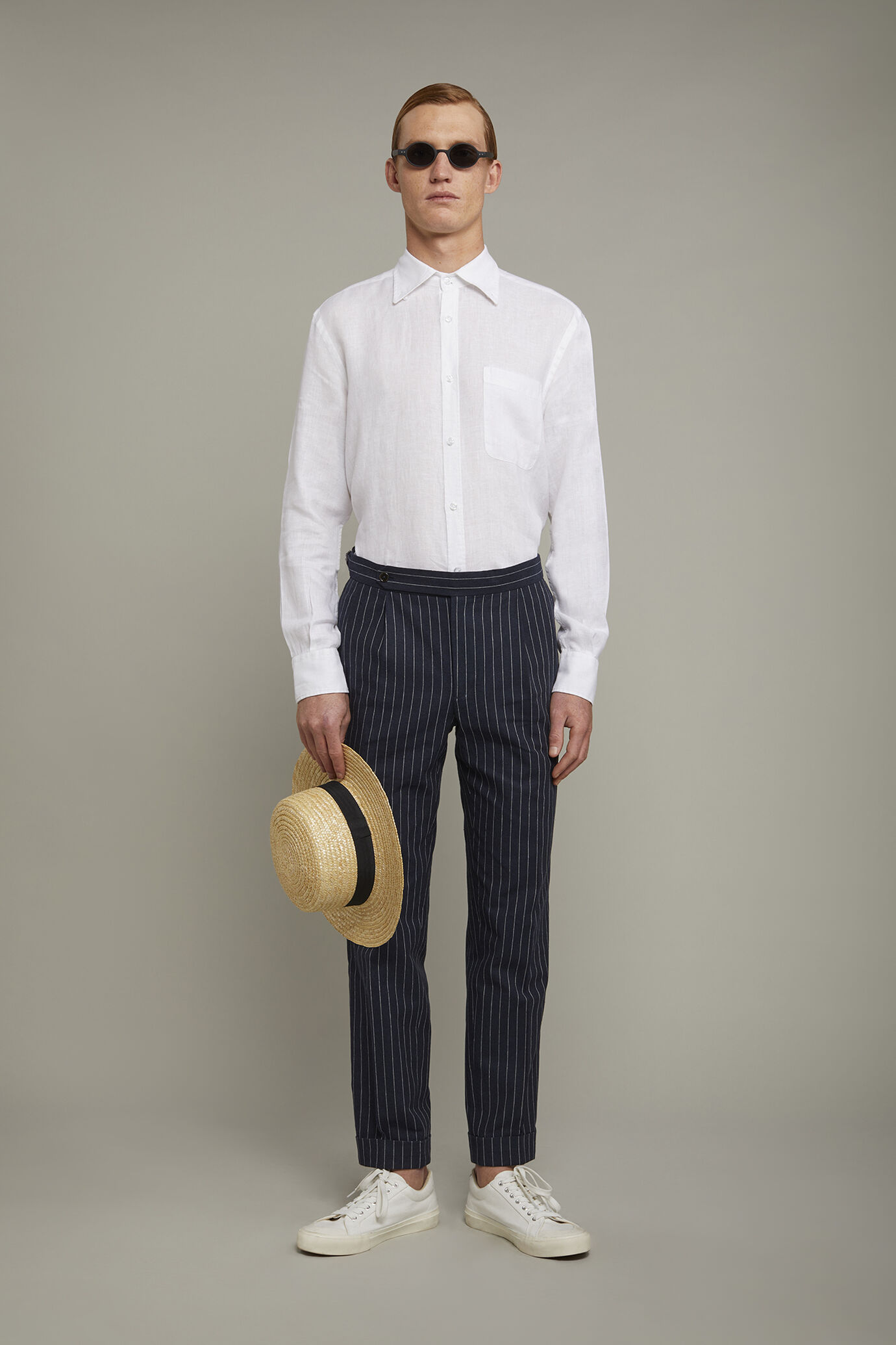 Chemise décontractée pour homme avec col boutonné en 100 % lin coupe confort image number 0