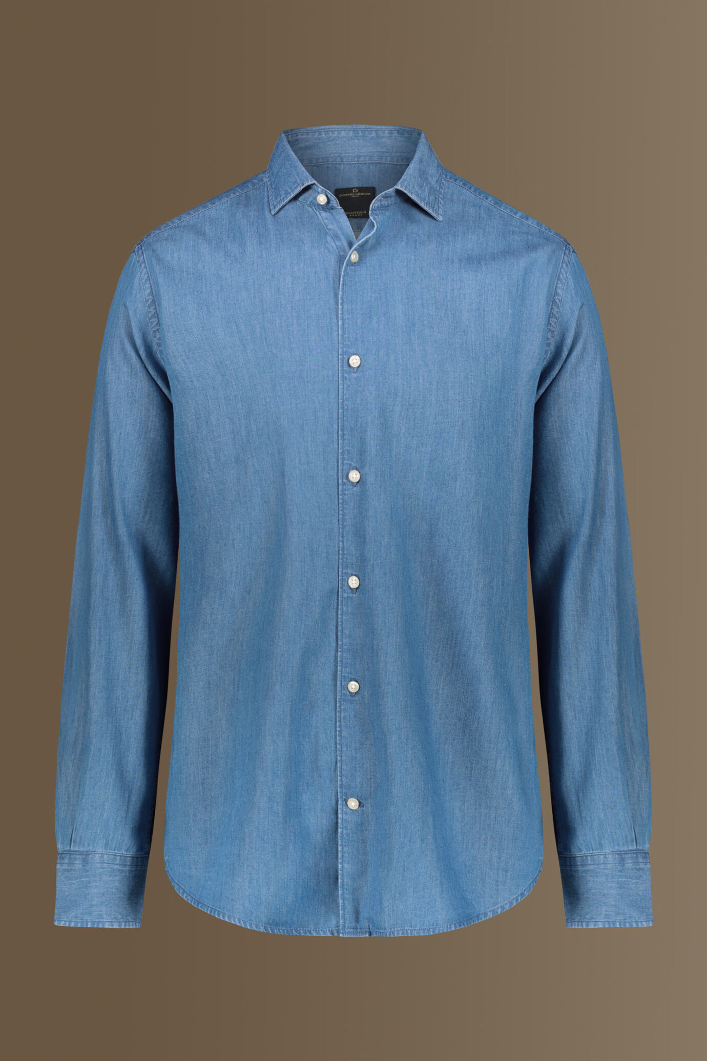 Camicia casual uomo collo francese tessuto jeans image number 4