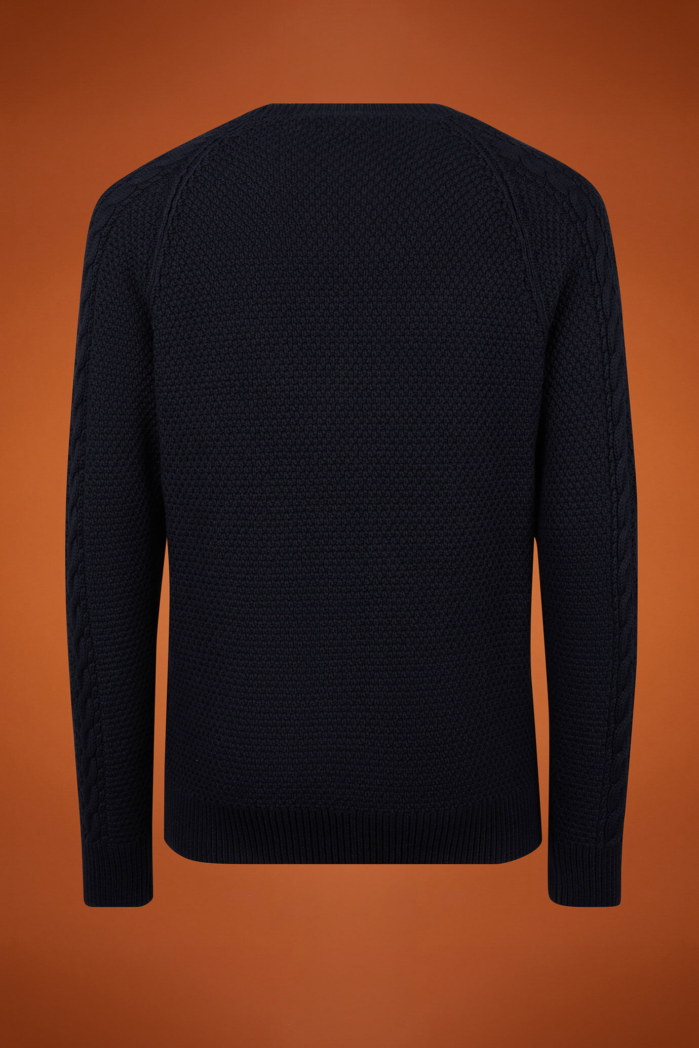 Pull homme à col rond, 100% coton, ouvrage tissé, coupe classique image number 5