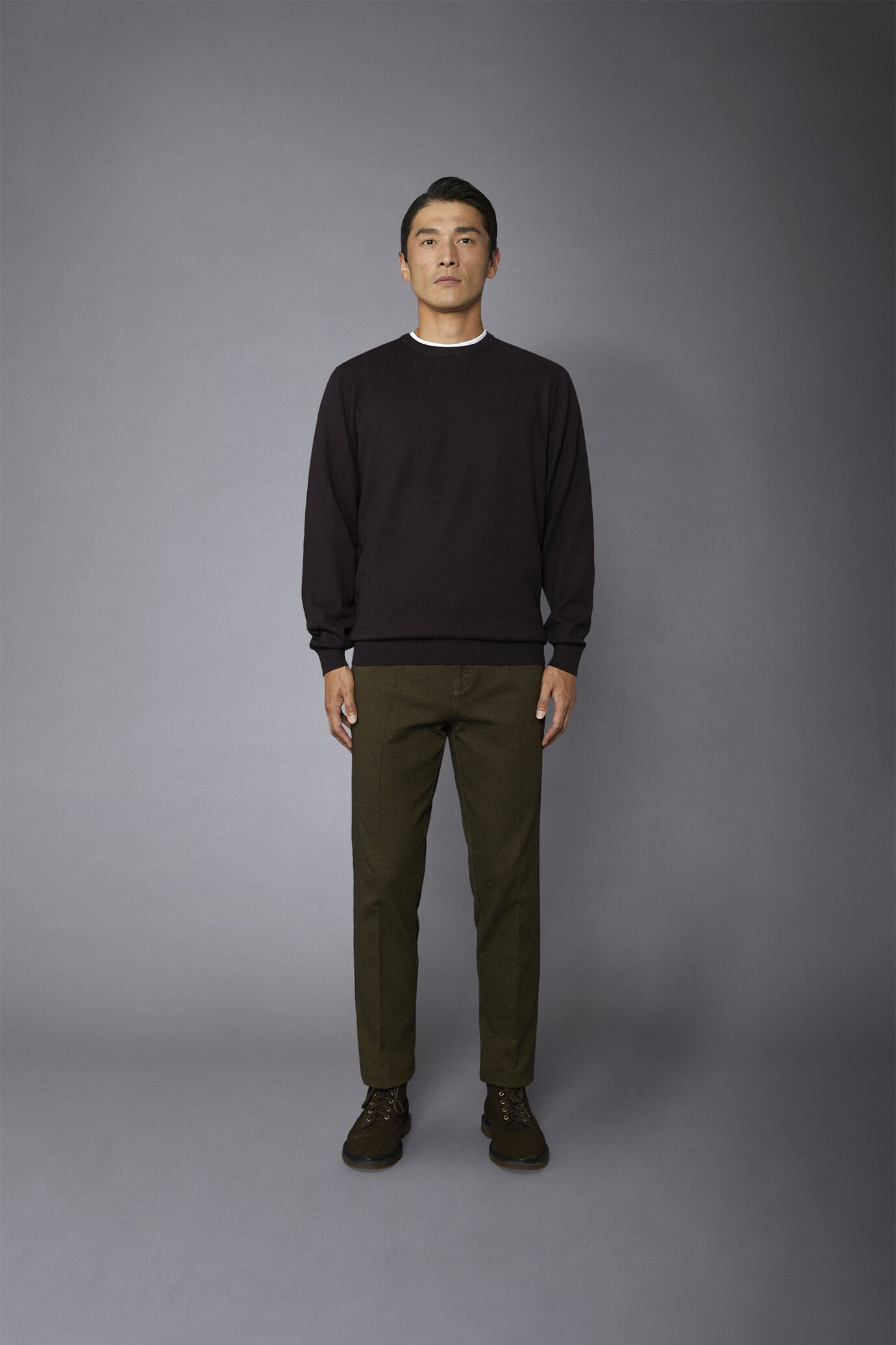 Chino-Hose aus gewebter Baumwolle und Wolle in Dobby-Webart image number 2