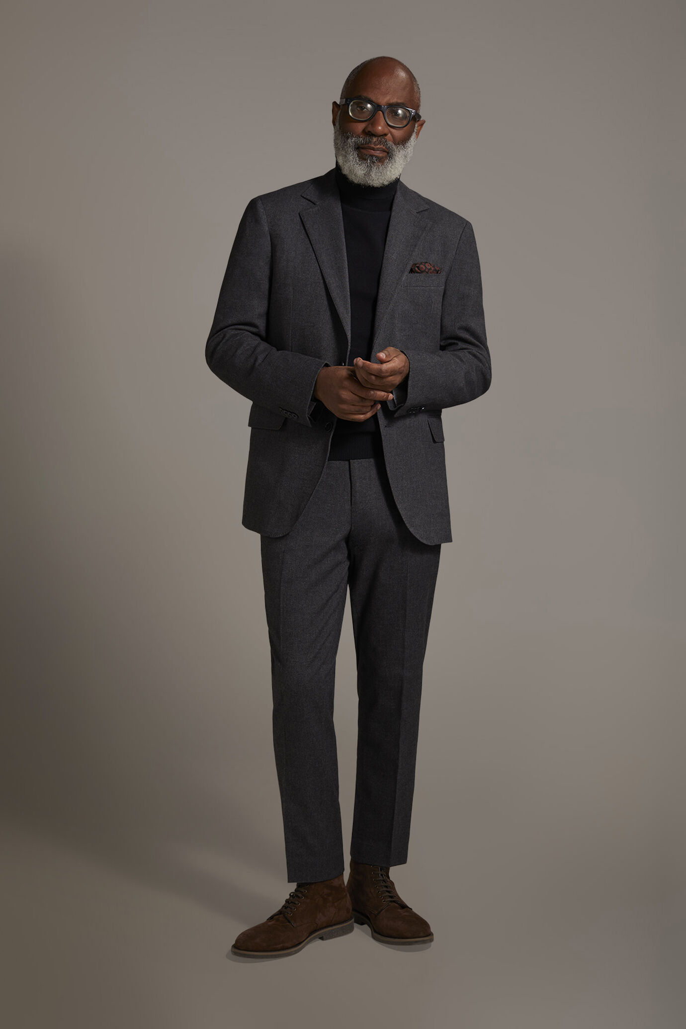 Abito monopetto regular fit tessuto misto cotone stretch image number 1